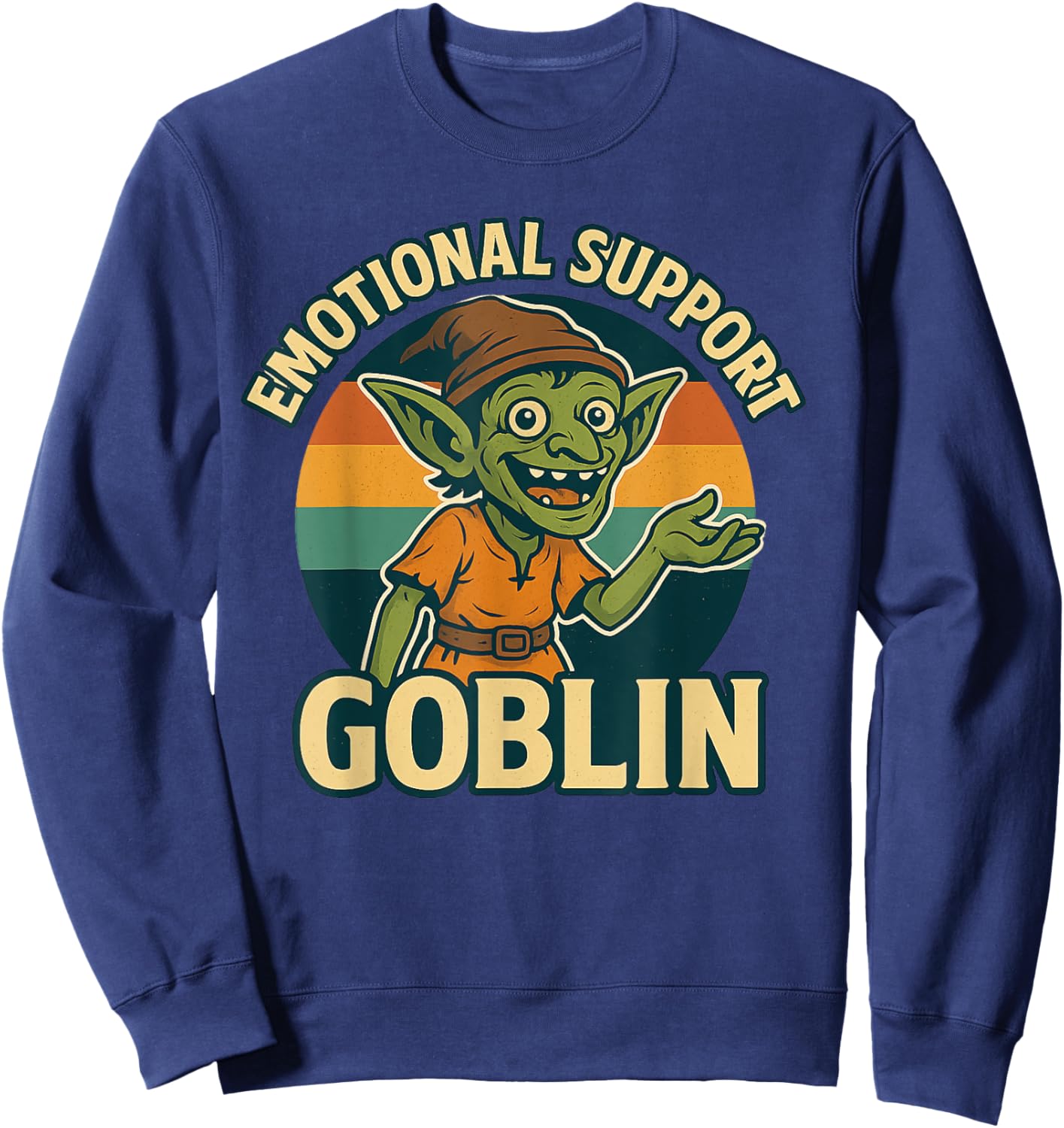 Emotional Support Goblin Character Vintage Funny MMORG Sweatshirt - Sweatshirt | Navy