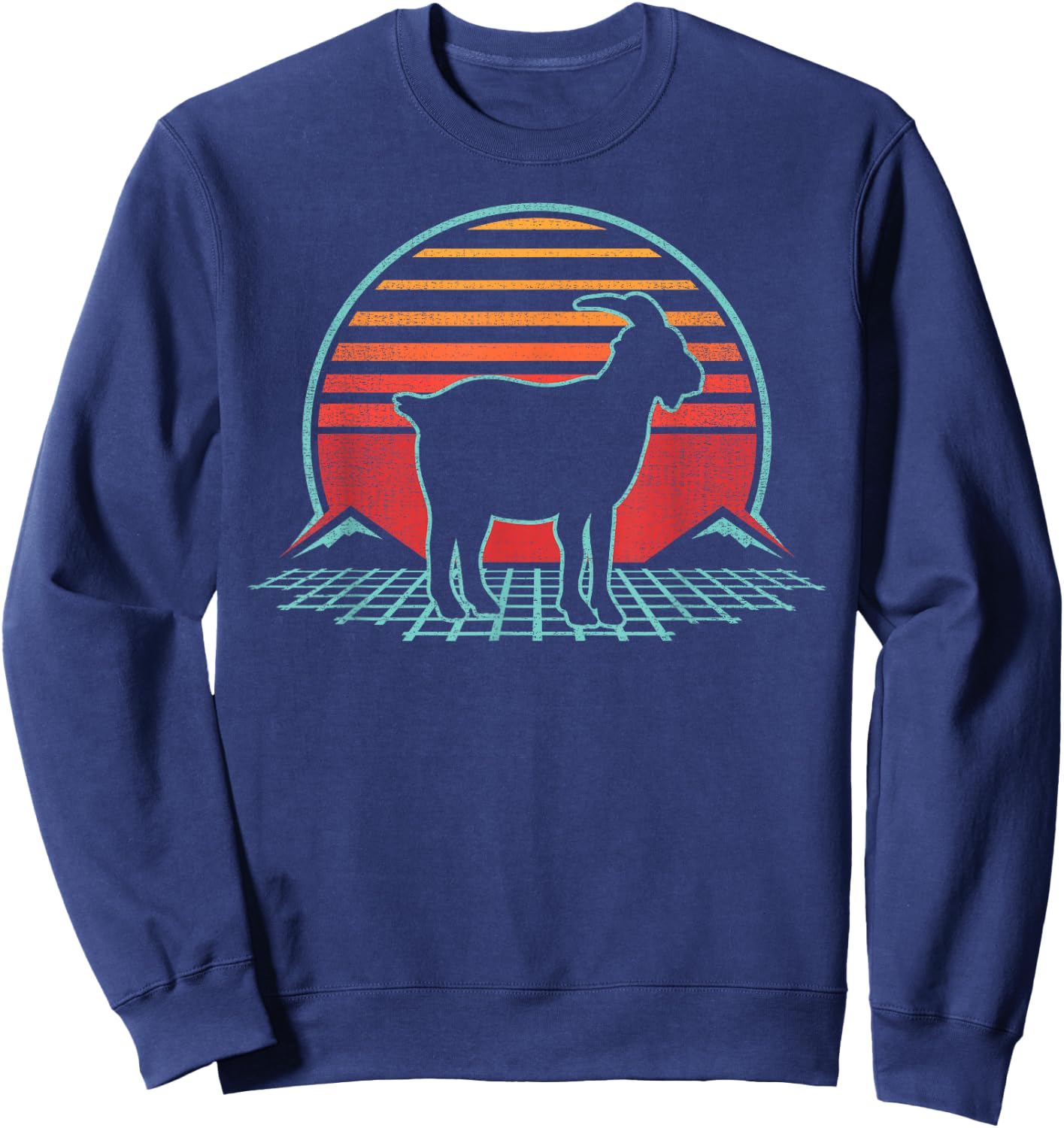 Goat Lover Farmer Farm Animal Retro Vintage 80s Style Sweatshirt - Sweatshirt | Navy