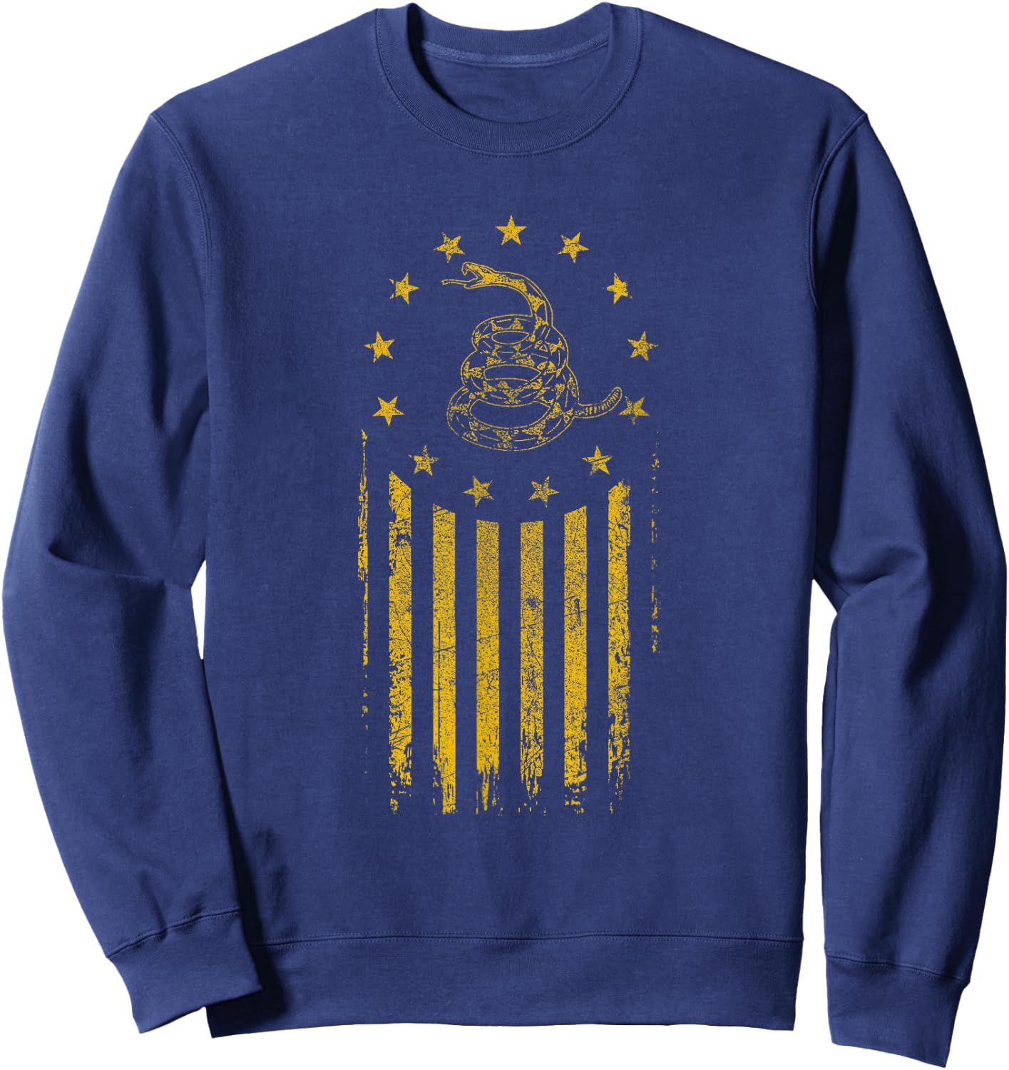 Gadsden Flag Snake - Betsy Ross Flag, 13 Colonies Vintage Sweatshirt - Sweatshirt | Navy