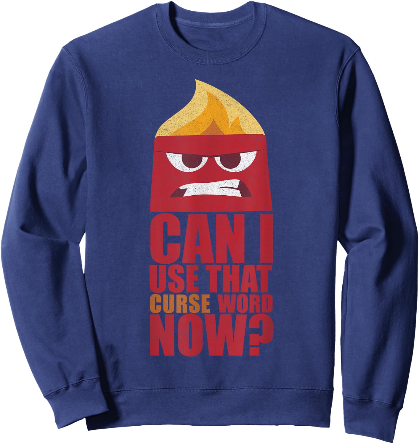 Disney Pixar Inside Out Anger Can I Use That Curse Word Now? Sweatshirt - Sweatshirt | Navy
