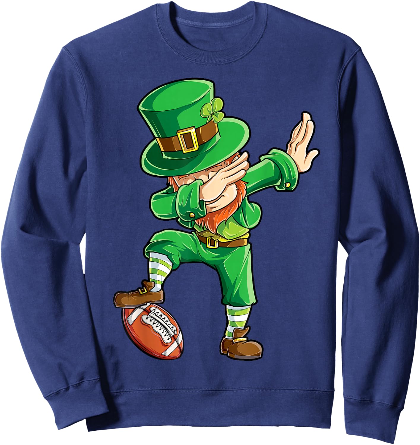 Dabbing Leprechaun Football St Patricks Day Boys Men Sports Sweatshirt - Sweatshirt | Navy