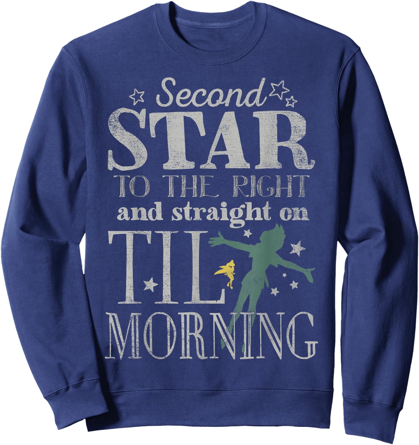 Disney Peter Pan Star To The Right Quote Graphic Sweatshirt - Sweatshirt | Navy