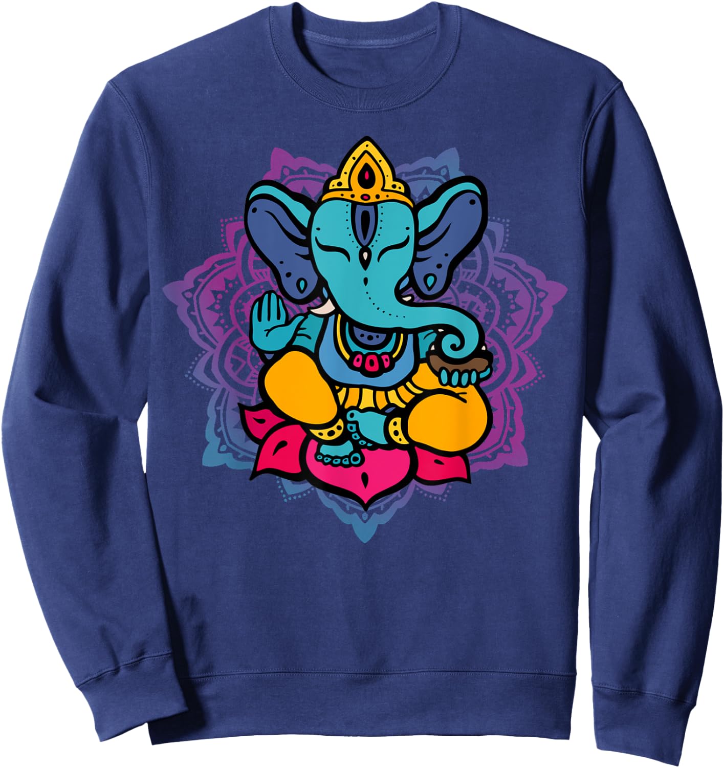 Beautiful Ganesha in Yoga Lotus Meditation Mandala Sweatshirt - Sweatshirt | Navy