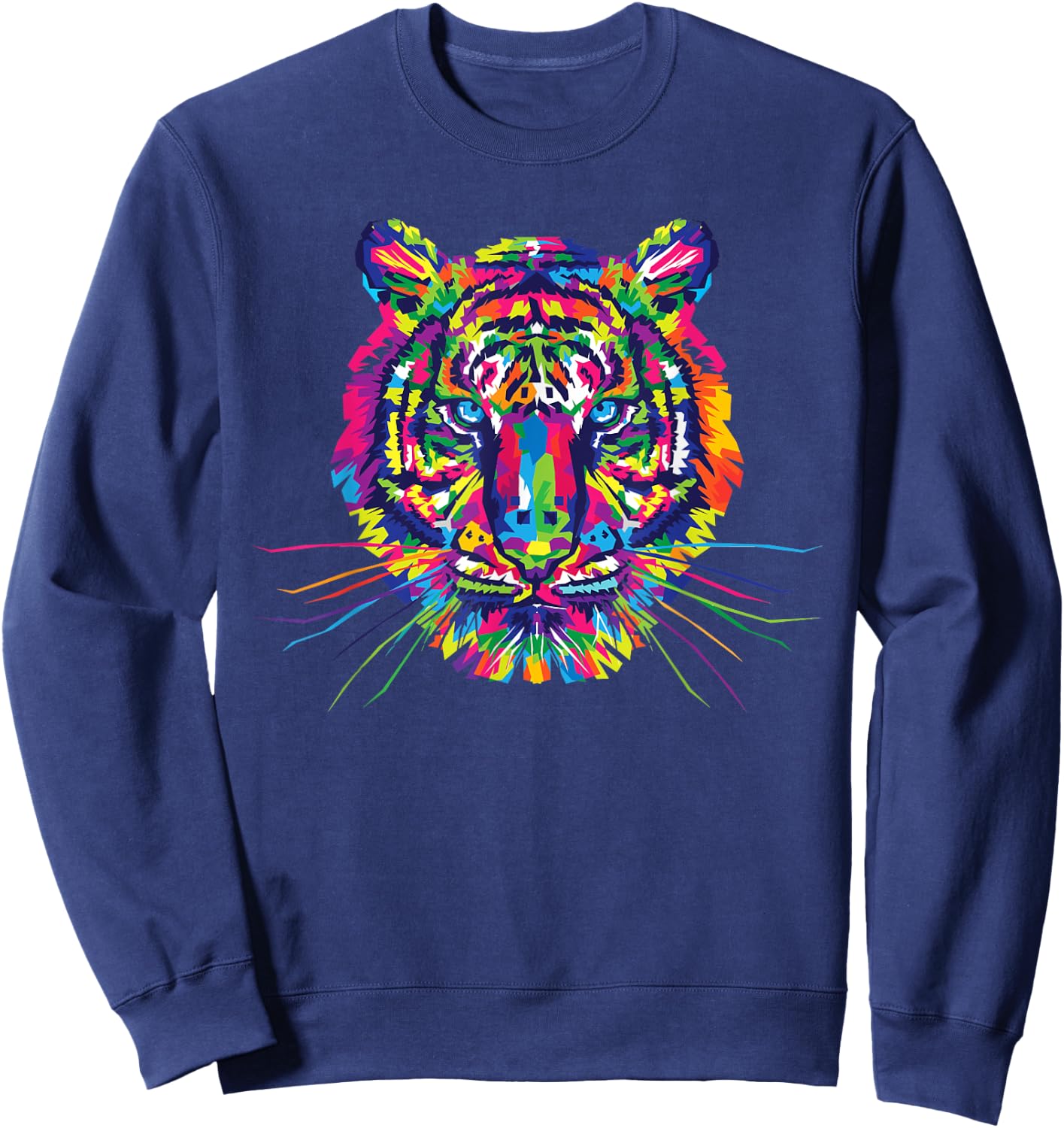 Psychedelic Trippy Rainbow Tiger Head Shirt Sweatshirt - Sweatshirt | Navy