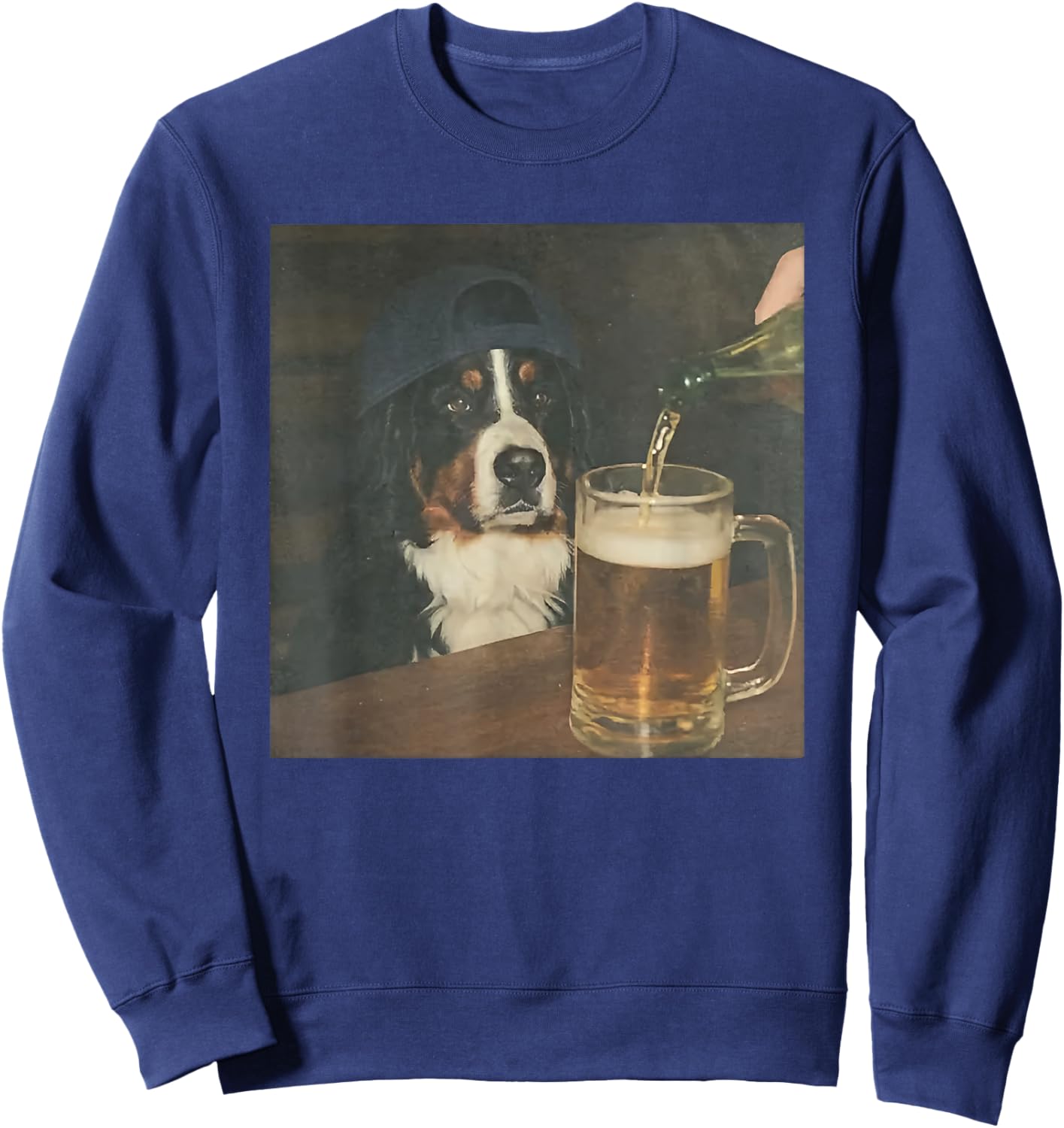Bernese Mountain Dog Drinking Beer Sweatshirt - Sweatshirt | Navy