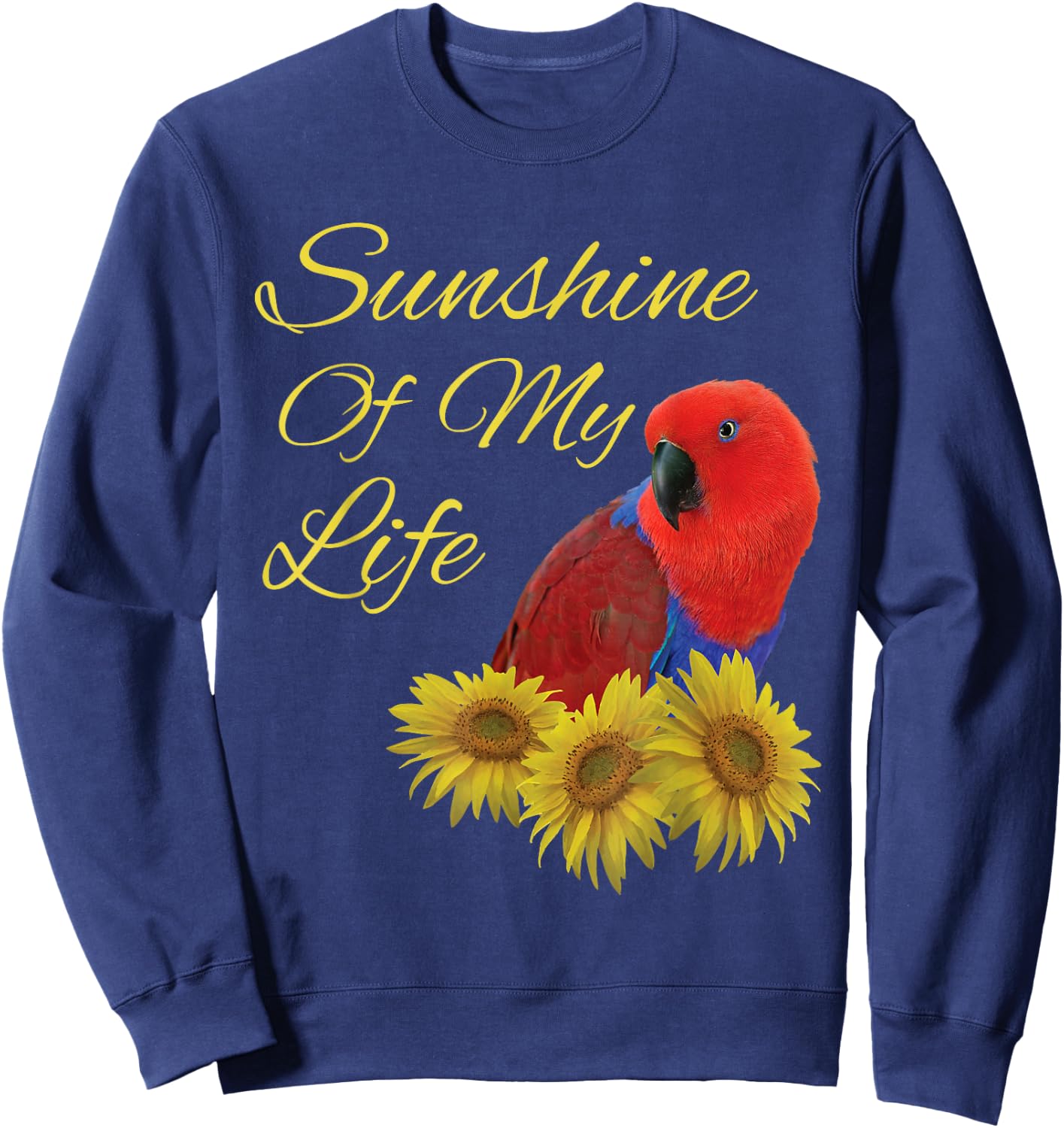 Eclectus Parrot, Female, Sunshine Sunflower Sweatshirt - Sweatshirt | Navy