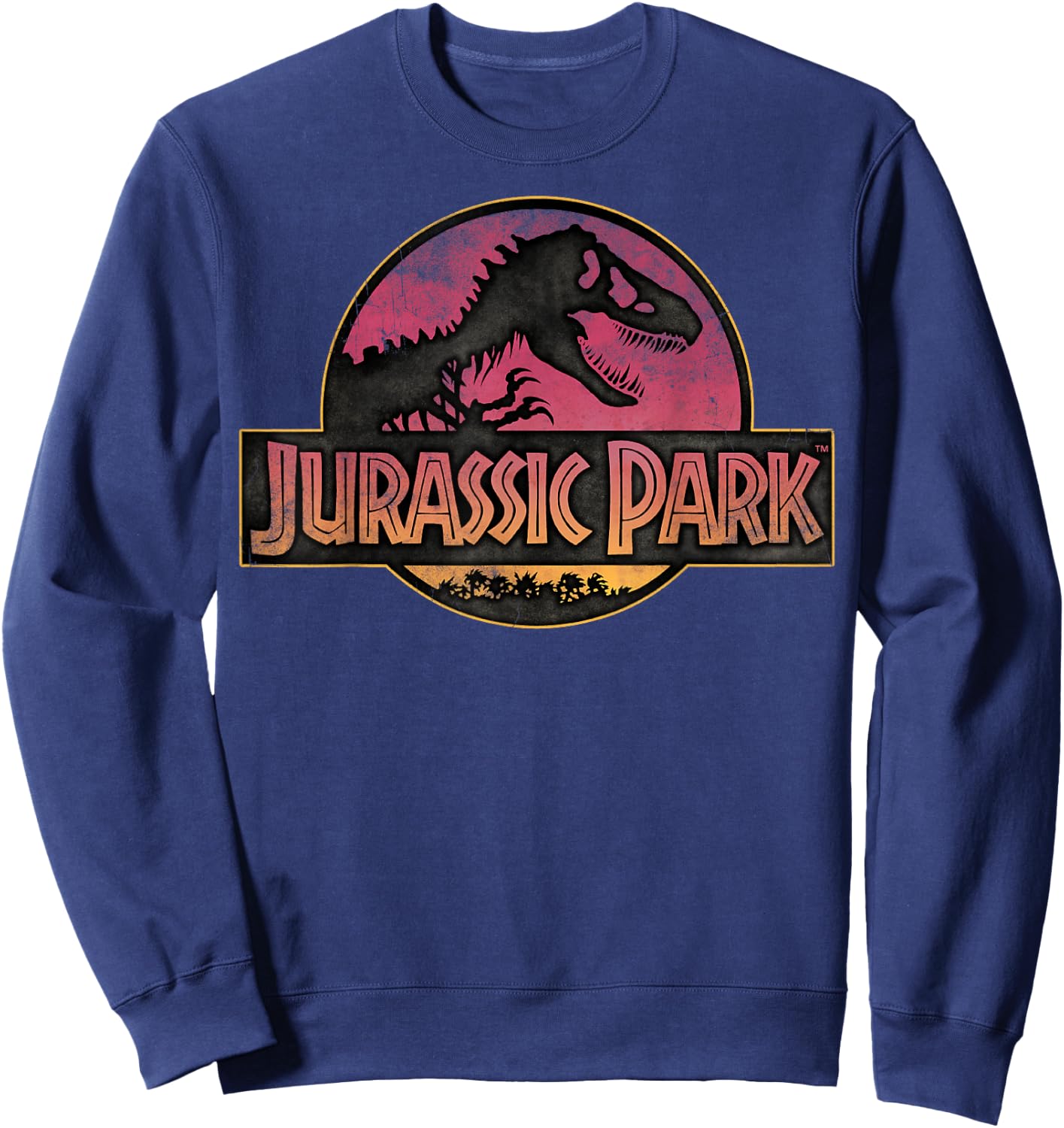 Jurassic Park Logo Gradient Sunset Sweatshirt - Sweatshirt | Navy