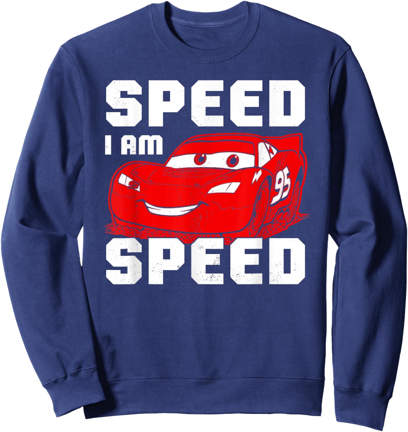 Disney Pixar Cars Lightning McQueen I Am Speed Vintage Logo Sweatshirt - Sweatshirt | Navy
