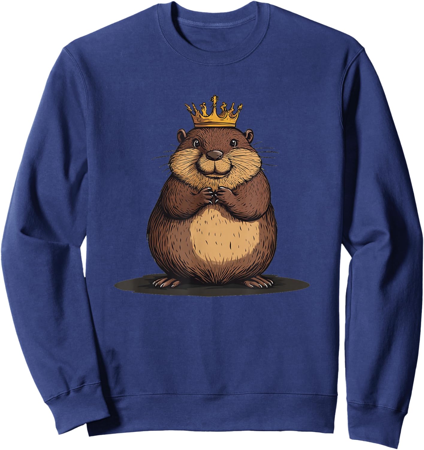 Funny Beaver with Crown wears it proud for King Fans Sweatshirt - Sweatshirt | Navy