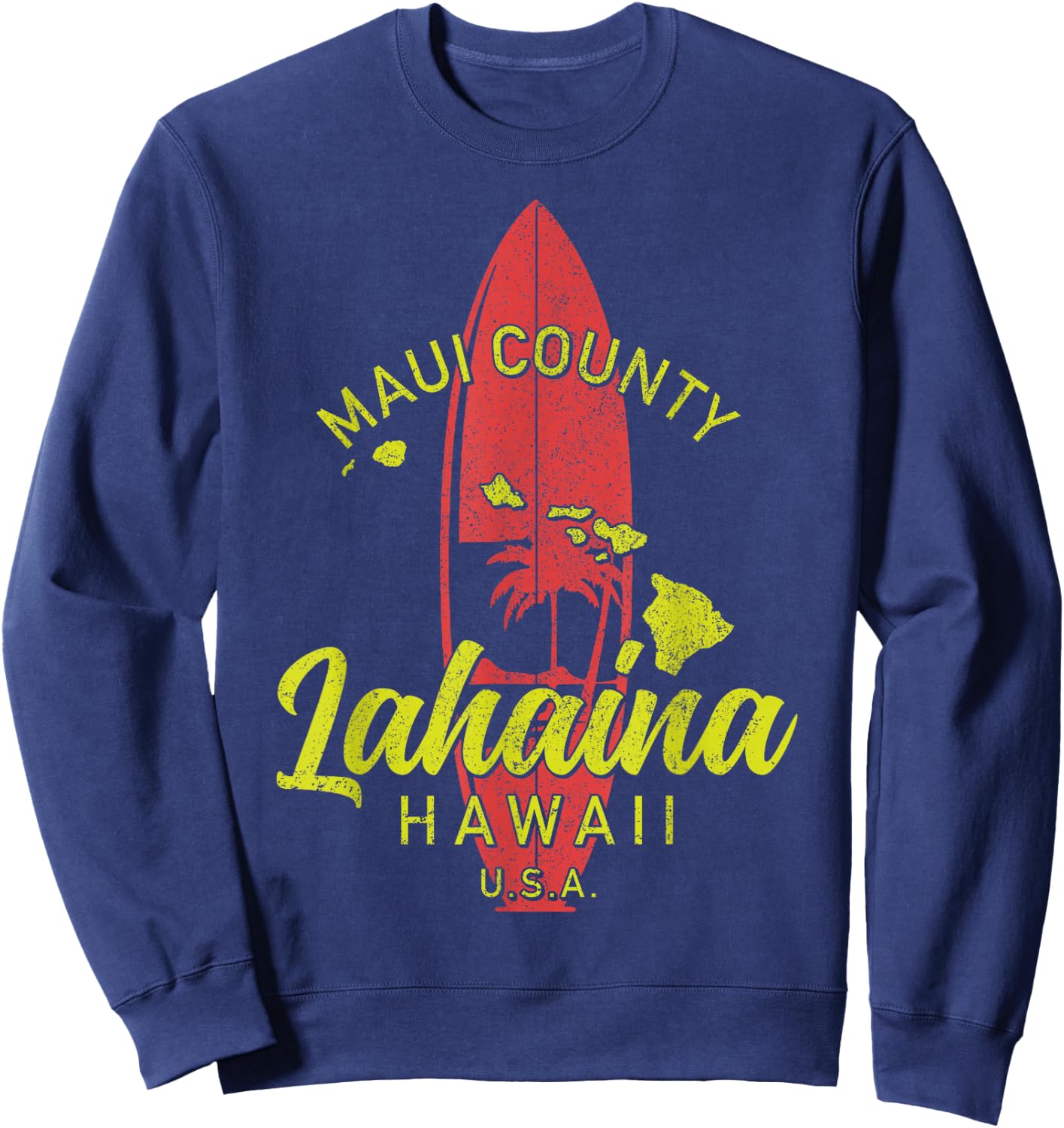 Maui County Lahaina Hawaii Surf Surfing Surfer Hawaiian Sweatshirt - Sweatshirt | Navy