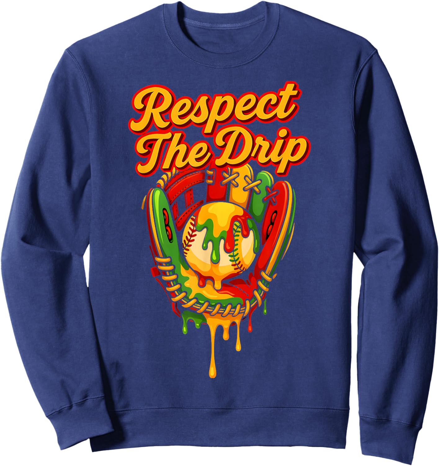 Baseball Drip Juneteenth Black Pride African American 1865 Sweatshirt - Sweatshirt | Navy