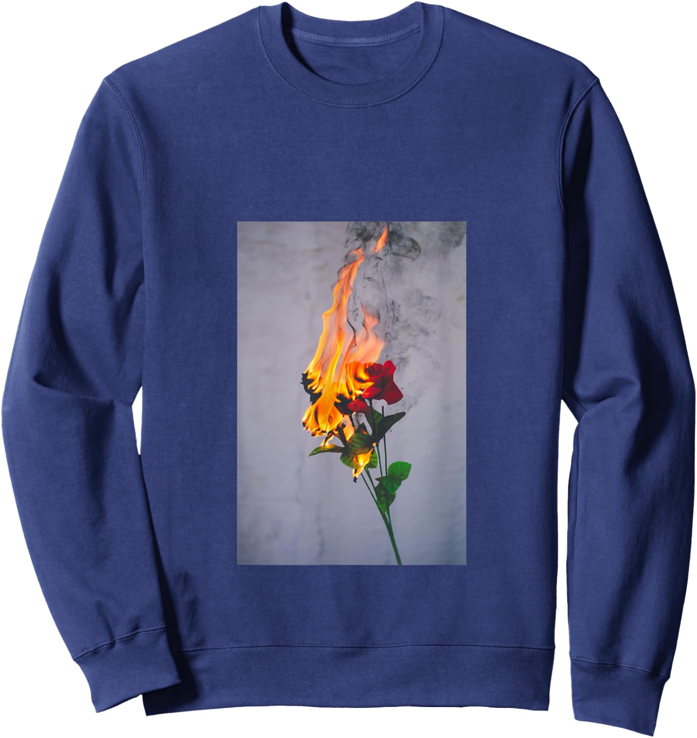 Sad Boy Sad Girl Aesthetic Burning Red Flower Pastel Sweatshirt - Sweatshirt | Navy
