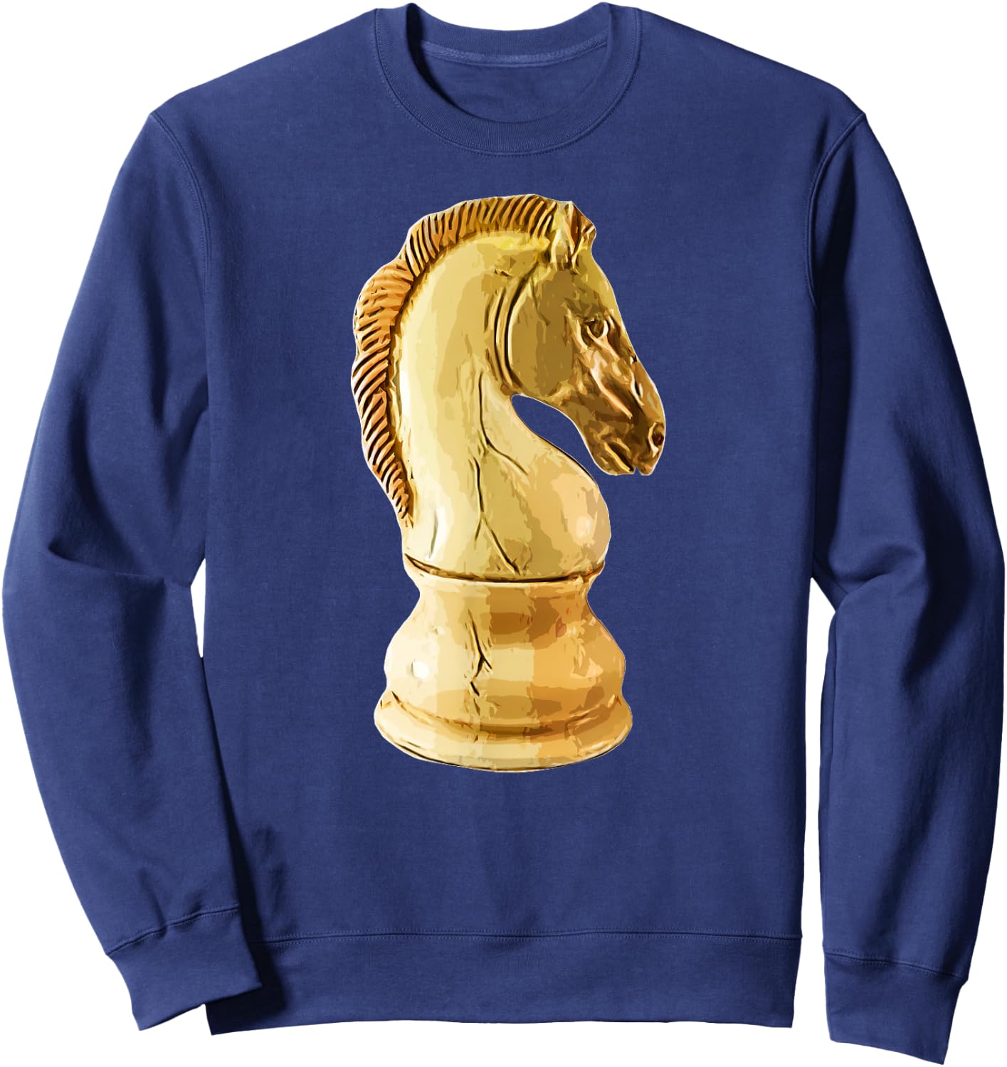 Wood Ivory Knight Chess Piece Sweatshirt - Sweatshirt | Navy