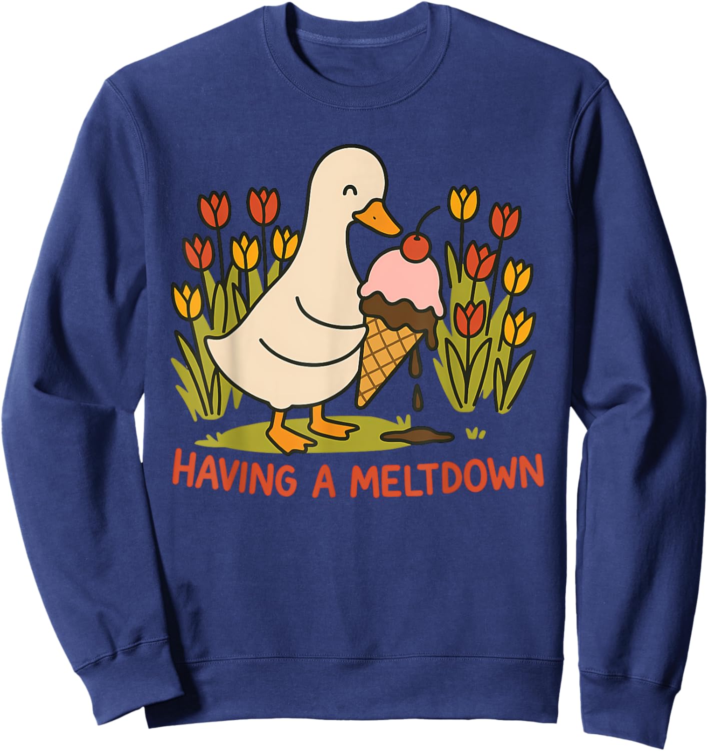 Having A Meltdown Funny Goose Design Sweatshirt - Sweatshirt | Navy