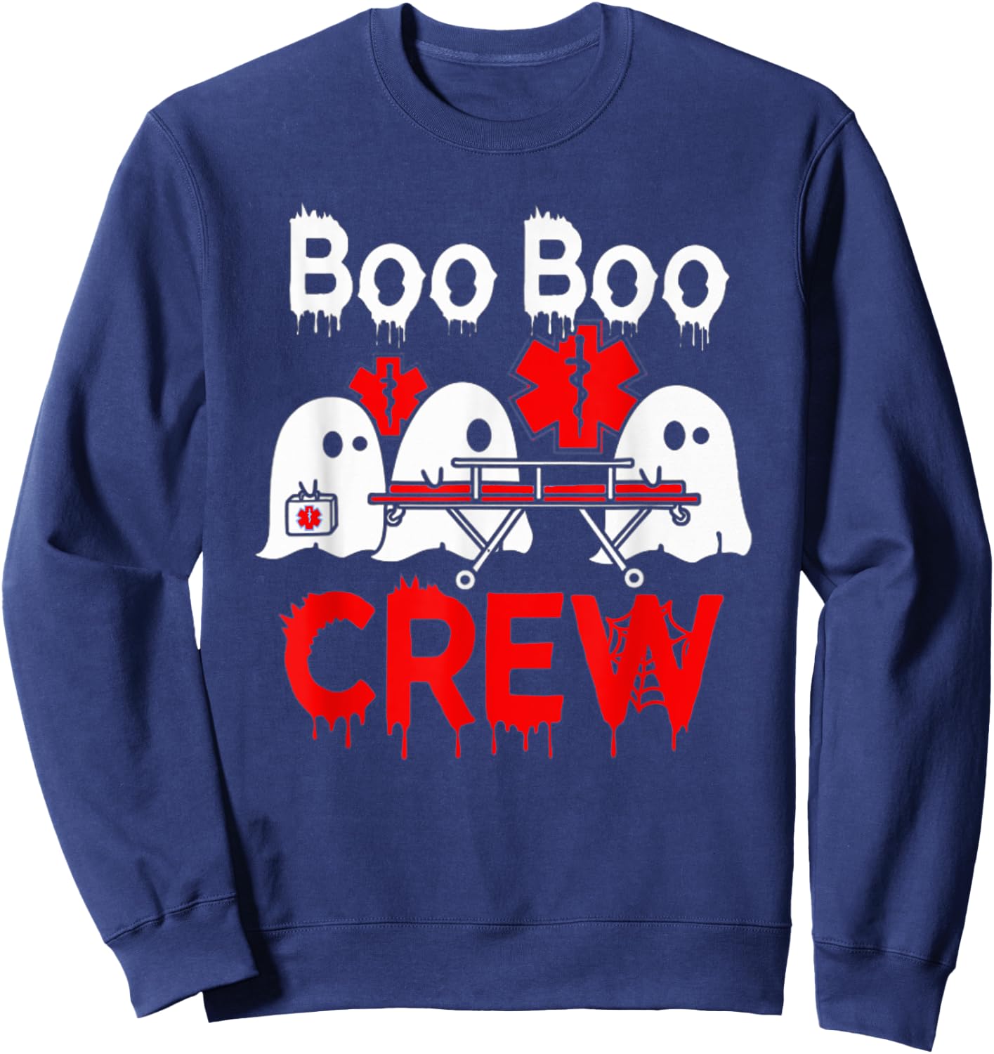 Ghost Boo Boo Crew EMT Paramedic Nurse Halloween Sweatshirt - Sweatshirt | Navy
