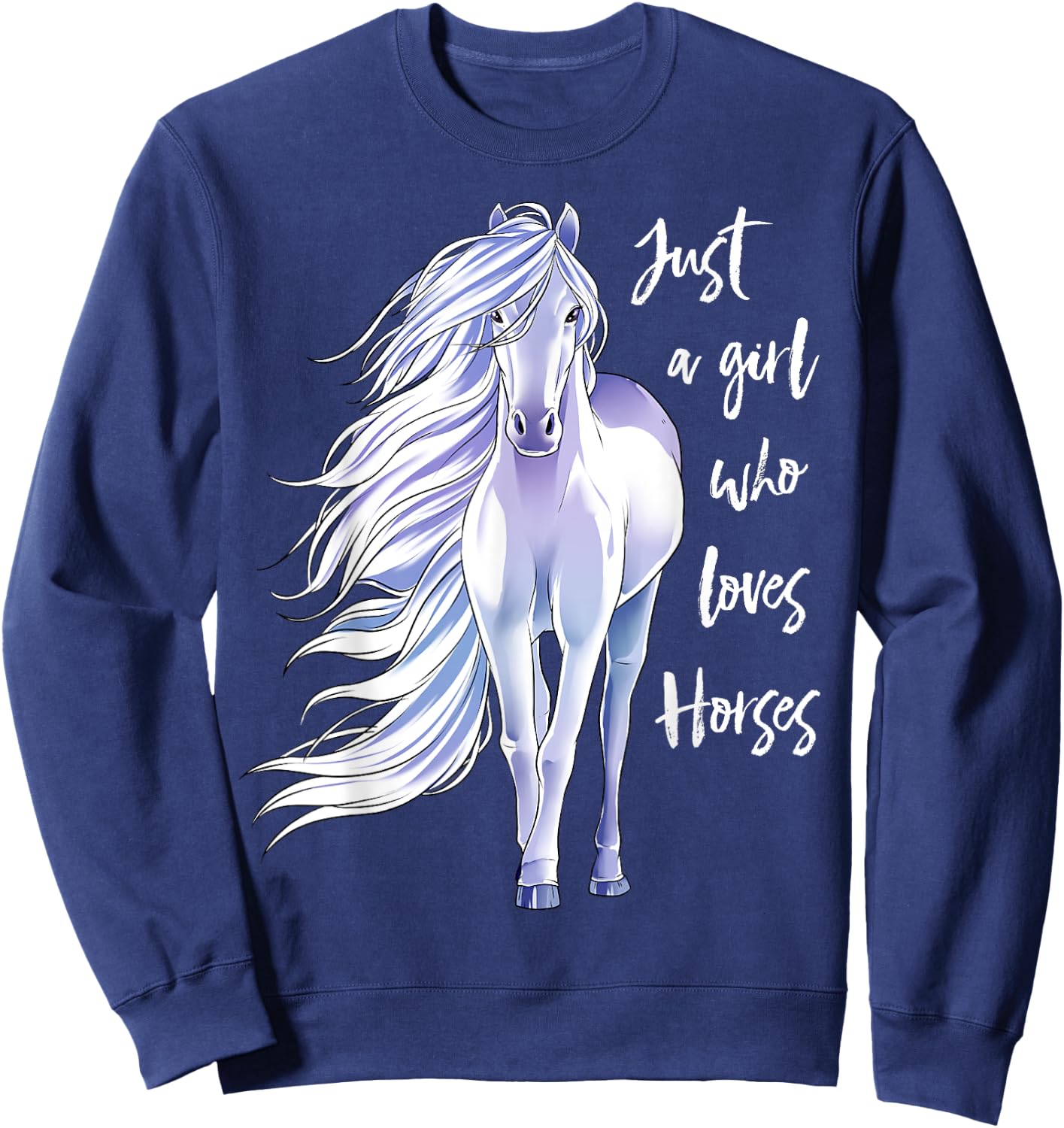 Horse Just A Girl Who Loves Horseback Riding Equestrian Farm Sweatshirt - Sweatshirt | Navy