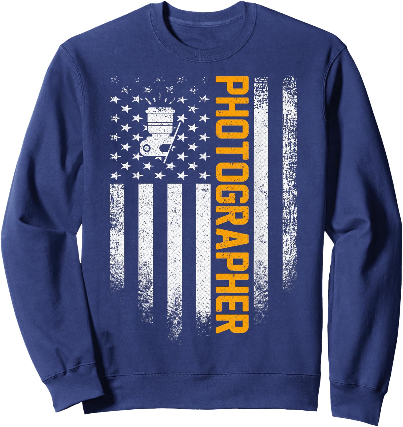 Vintage USA Photographer American Flag Photography Patriotic Sweatshirt - Sweatshirt | Navy