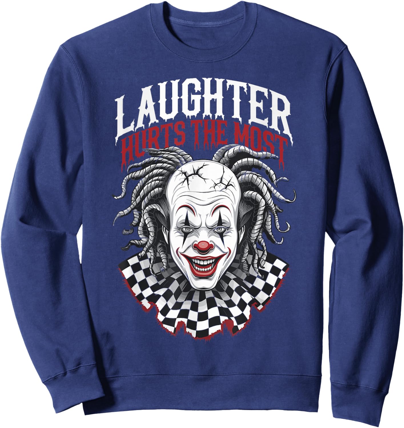 Terrifying Clown Face Killer Clown Costume Horror Vibes Sweatshirt - Sweatshirt | Navy