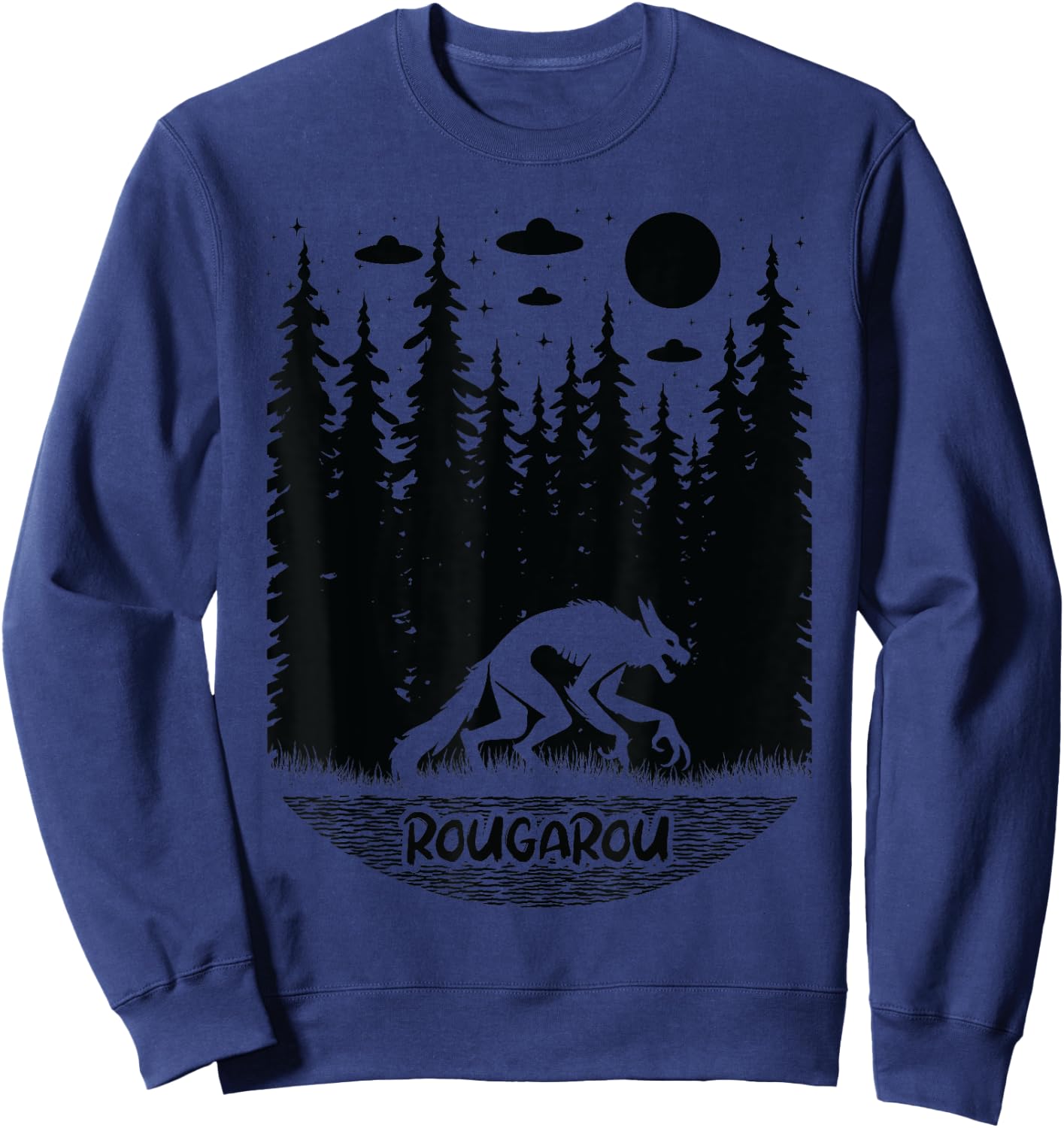 Funny Cryptid Rougarou Ufos Folklore Creature Cryptozoology Sweatshirt - Sweatshirt | Navy