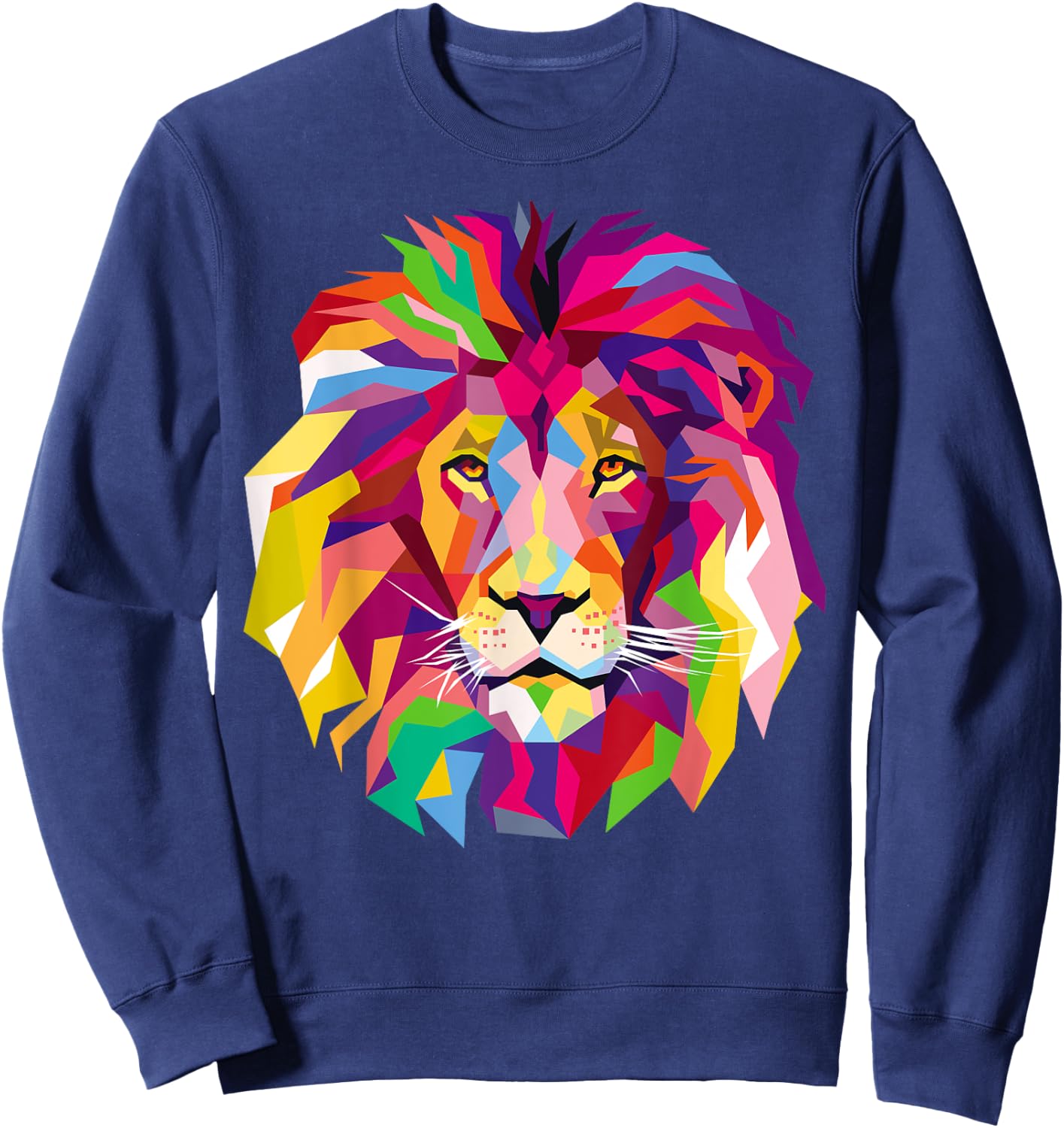 Elegant, Cool Lion Head with Bright Colorful Sweatshirt - Sweatshirt | Navy