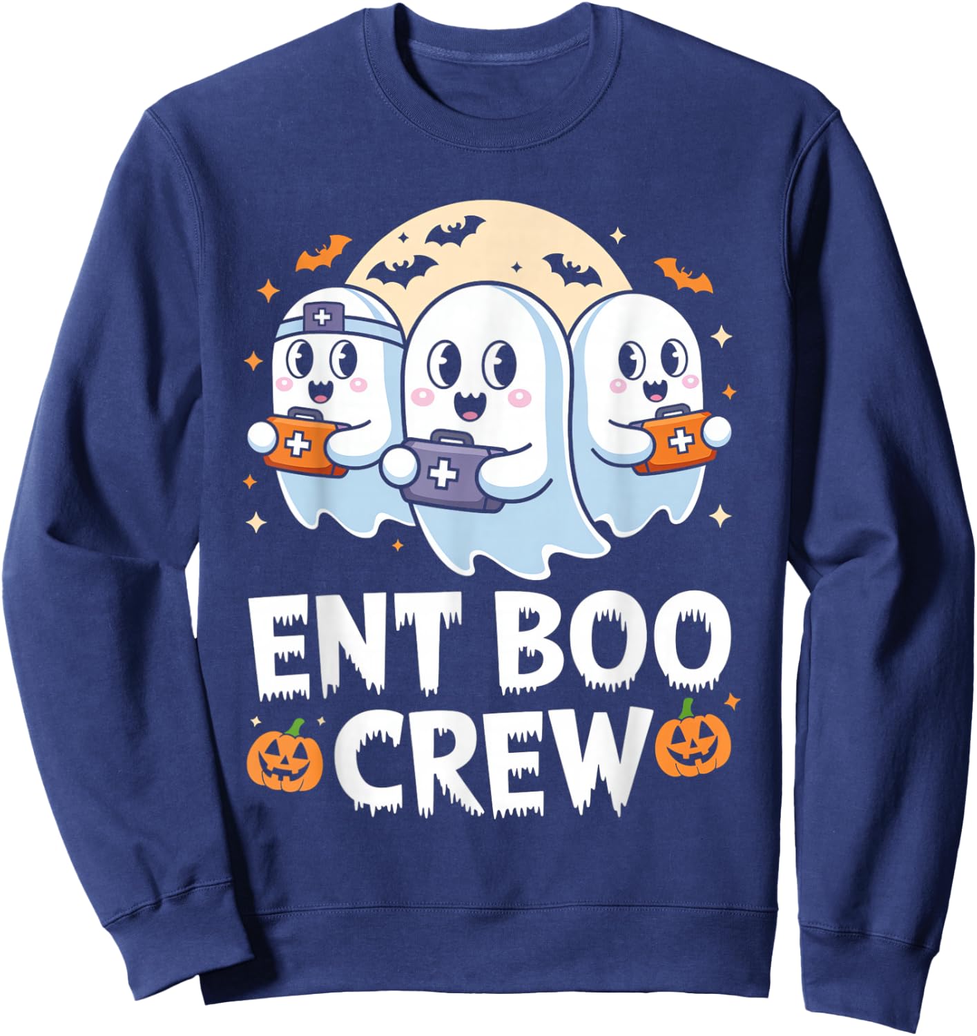 Spooky ENT Boo Crew Halloween Nurse Practitioner Sweatshirt - Sweatshirt | Navy