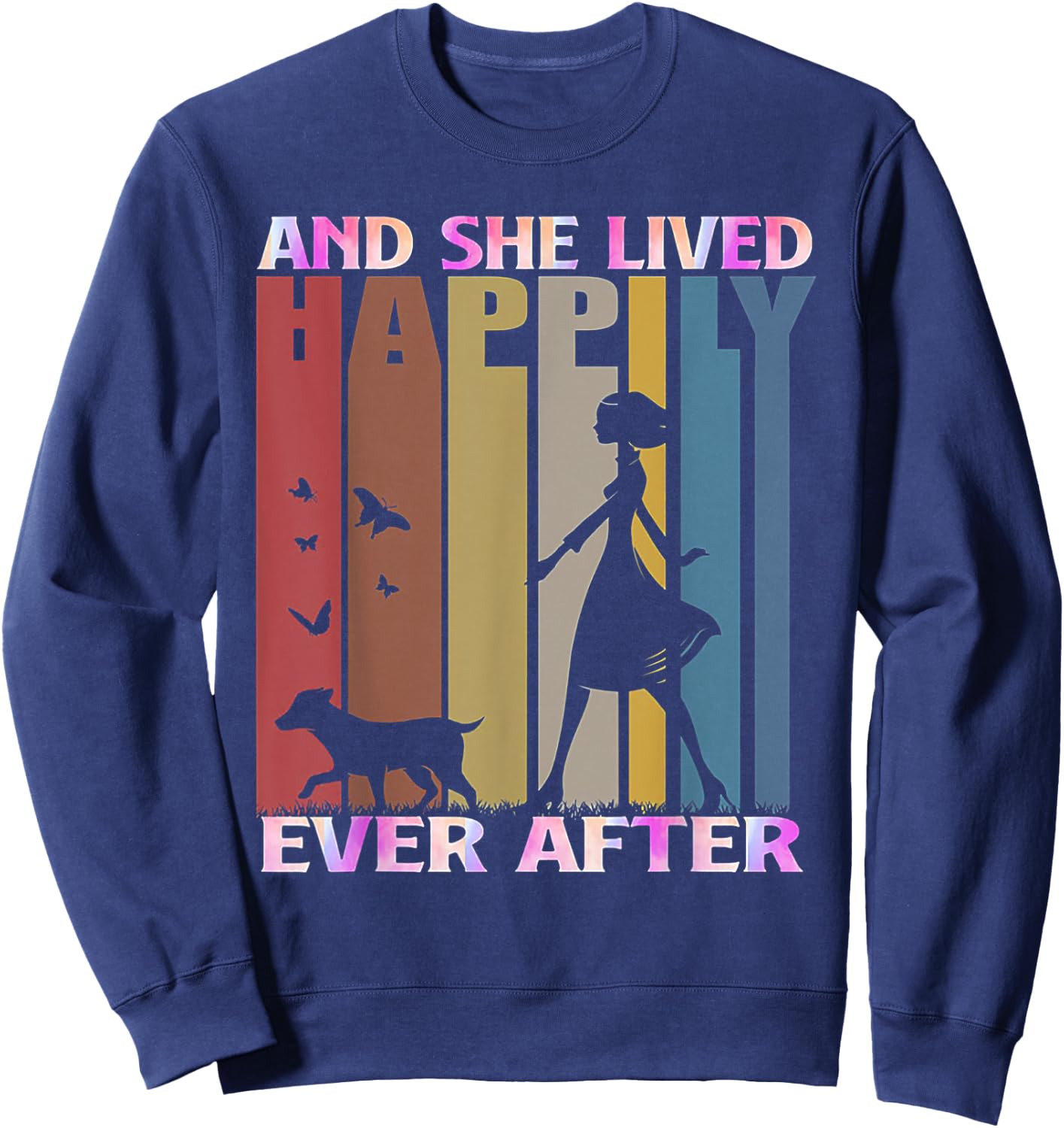 And She Lived Happily Ever After Vintage Dog Lover Gift Women Sweatshirt - Sweatshirt | Navy