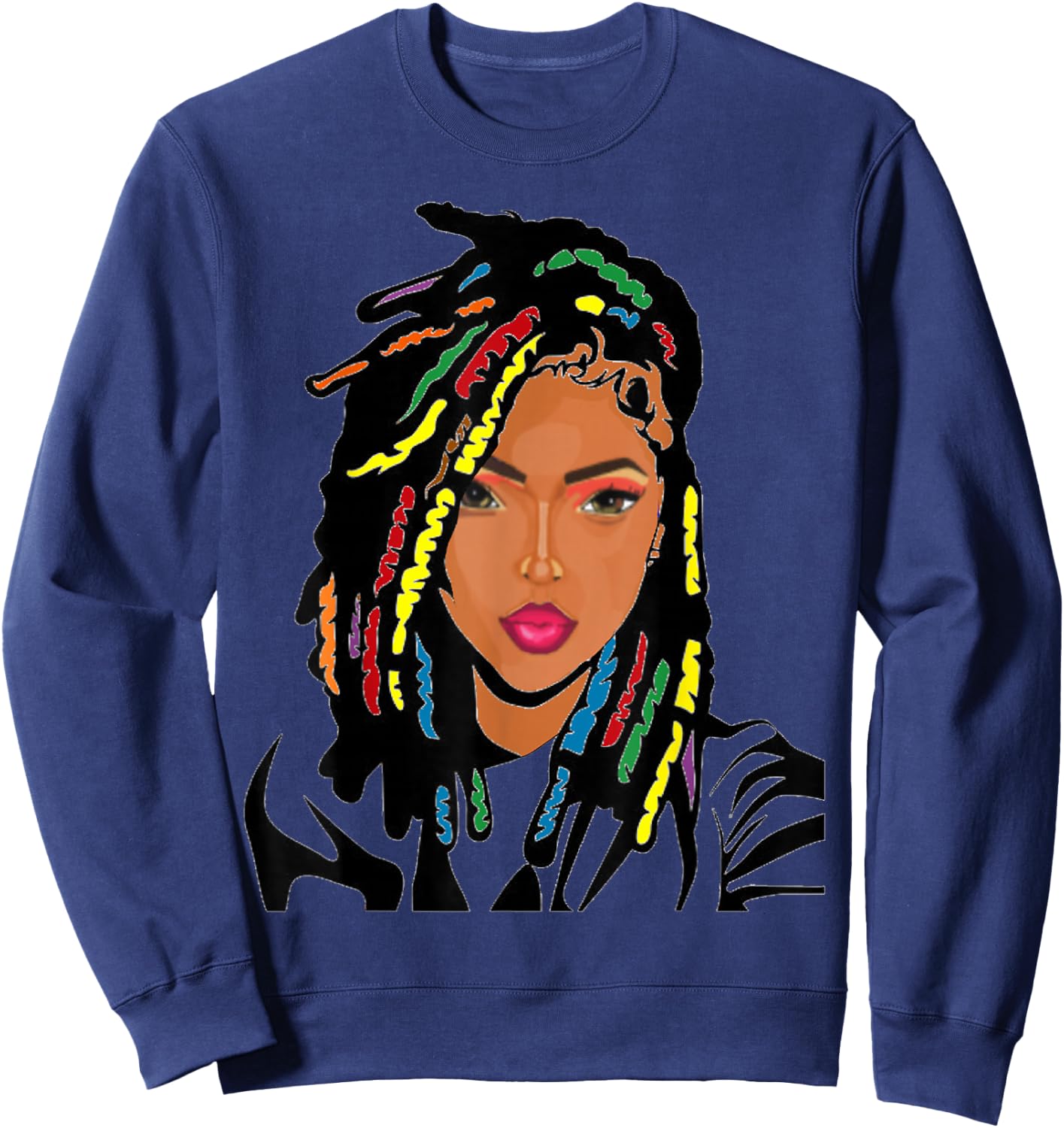 Natural Hair Black Women LOC'd Dreadloc Beauty Design 2 Sweatshirt - Sweatshirt | Navy