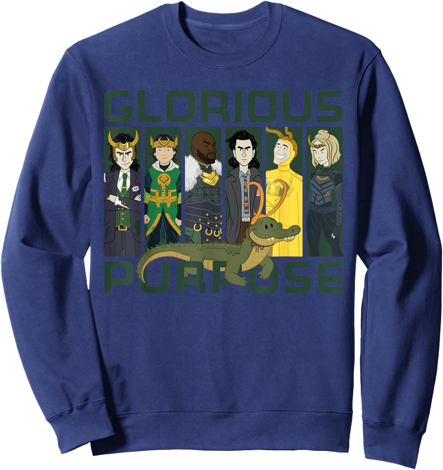 Marvel Loki Variants Alligator Loki Glorious Purpose Small Sweatshirt - Sweatshirt | Navy