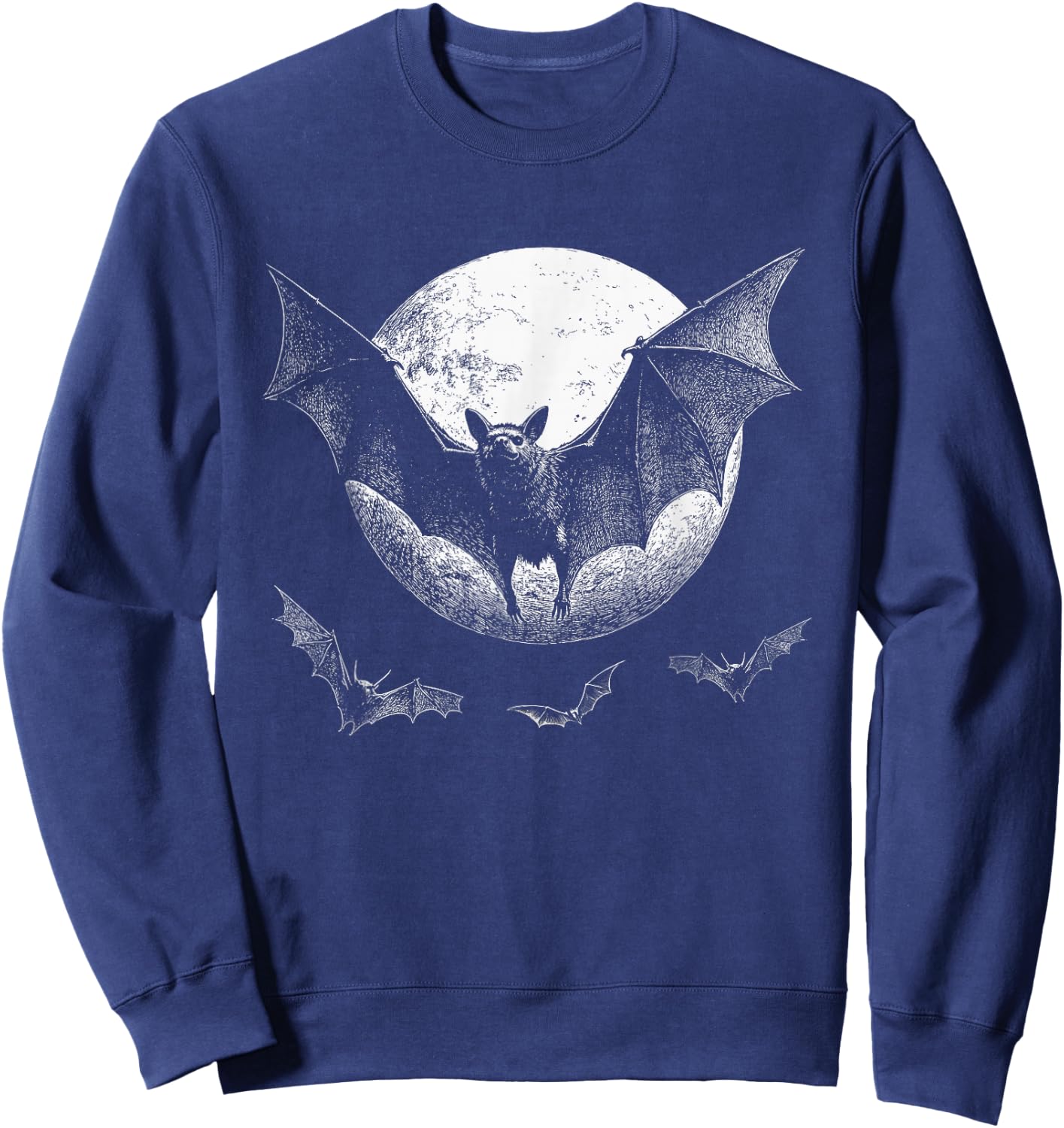 Gothic Bat Halloween Full Moon Horror Vampire Spooky Goth Sweatshirt - Sweatshirt | Navy