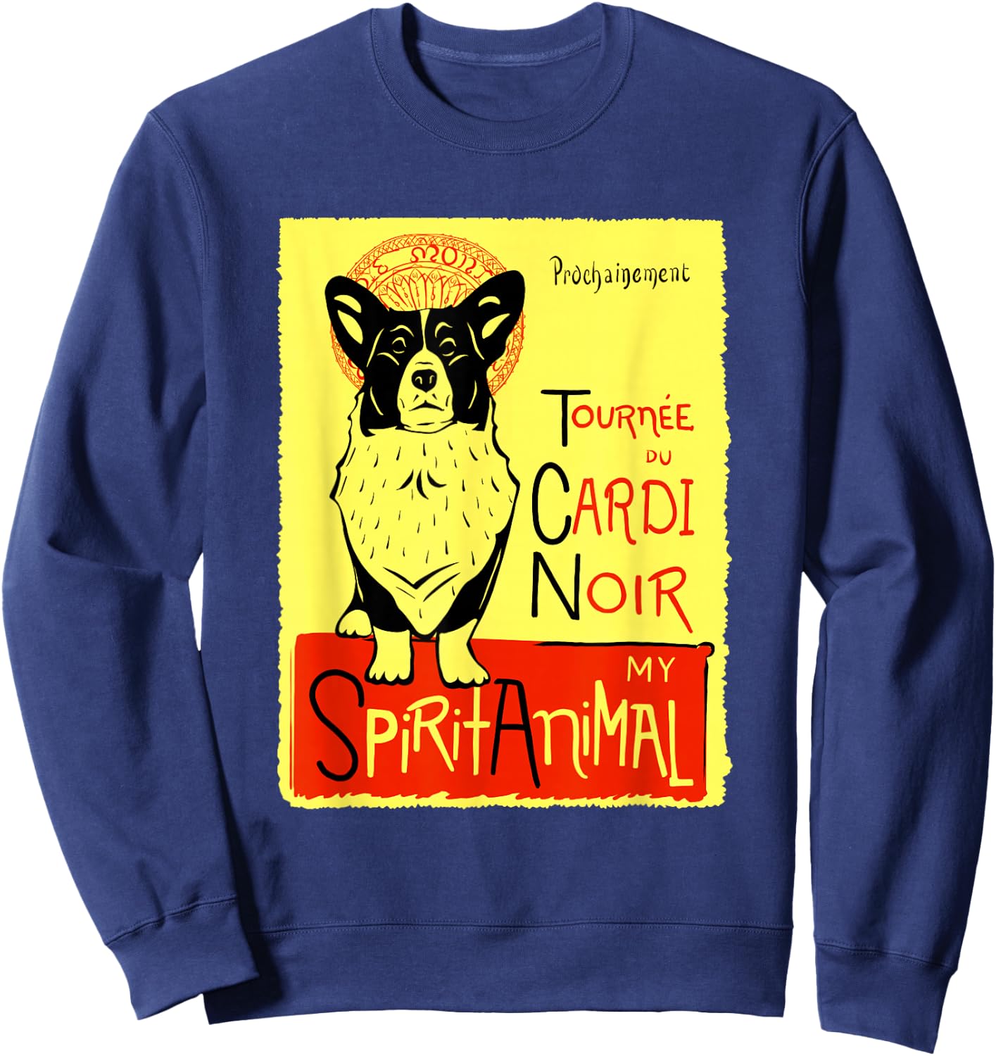 Funny Cardigan Welsh Corgi Cardi Artwork Sweatshirt - Sweatshirt | Navy