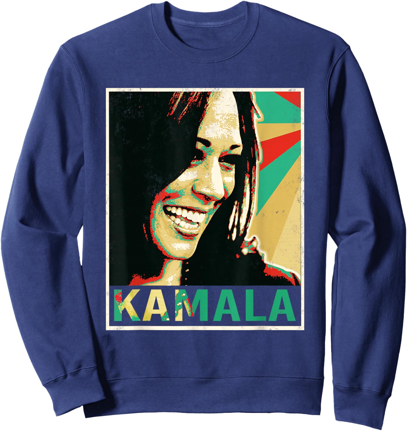 Madam President 2024 Kamala Harris Laughing Portrait Sweatshirt - Sweatshirt | Navy