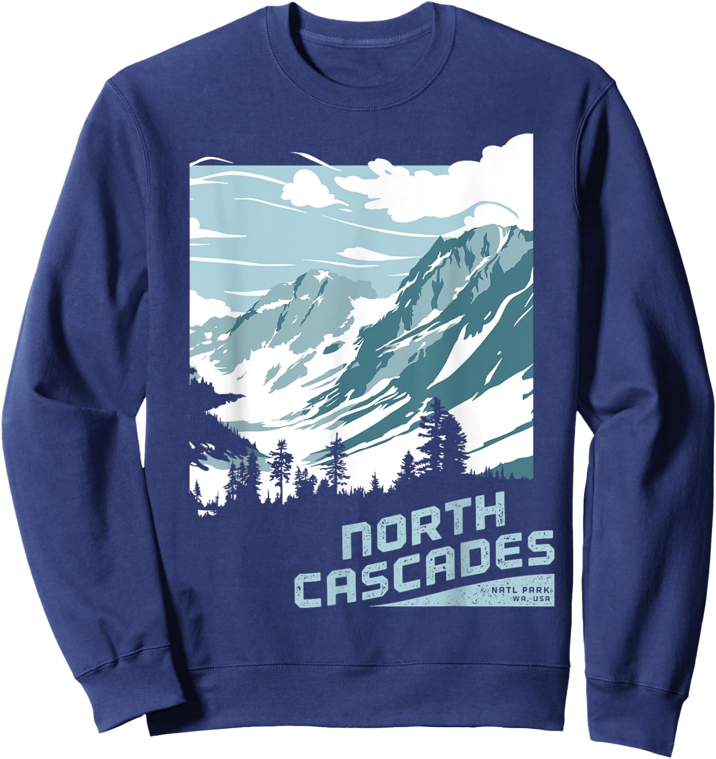North Cascades National Park T shirt Washington Vintage Gift Sweatshirt - Sweatshirt | Navy