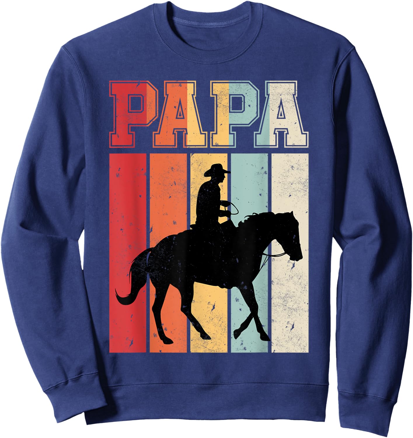 Vintage Horse Riding Papa Retro Gift Father's Day Daddy Sweatshirt - Sweatshirt | Navy