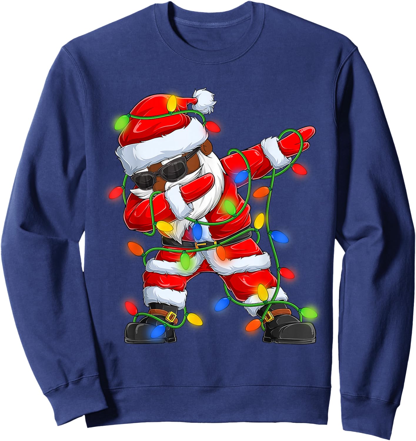 Dabbing Santa Black African American Boys Men Christmas 2025 Sweatshirt - Sweatshirt | Navy