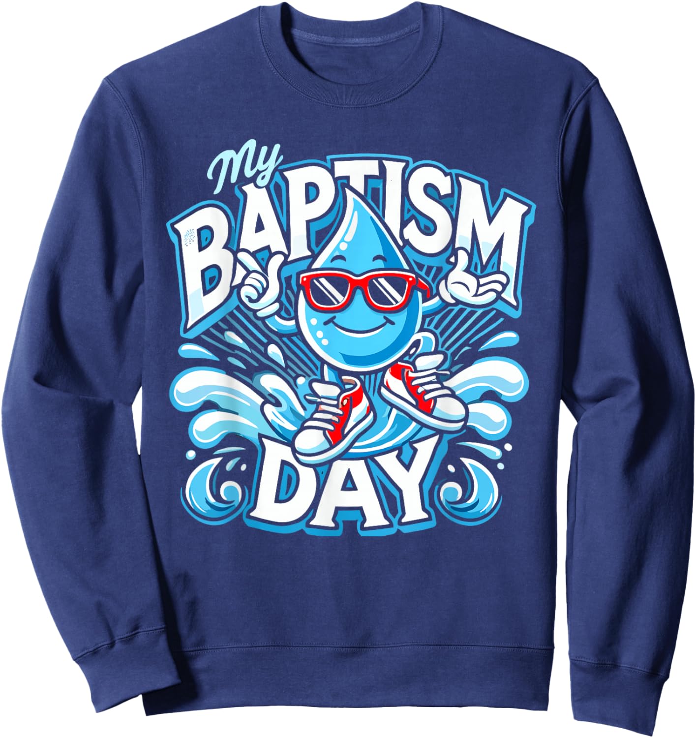 Baptism Dabbing Shirt Christian Shirts God Baptism Baptised Sweatshirt - Sweatshirt | Navy