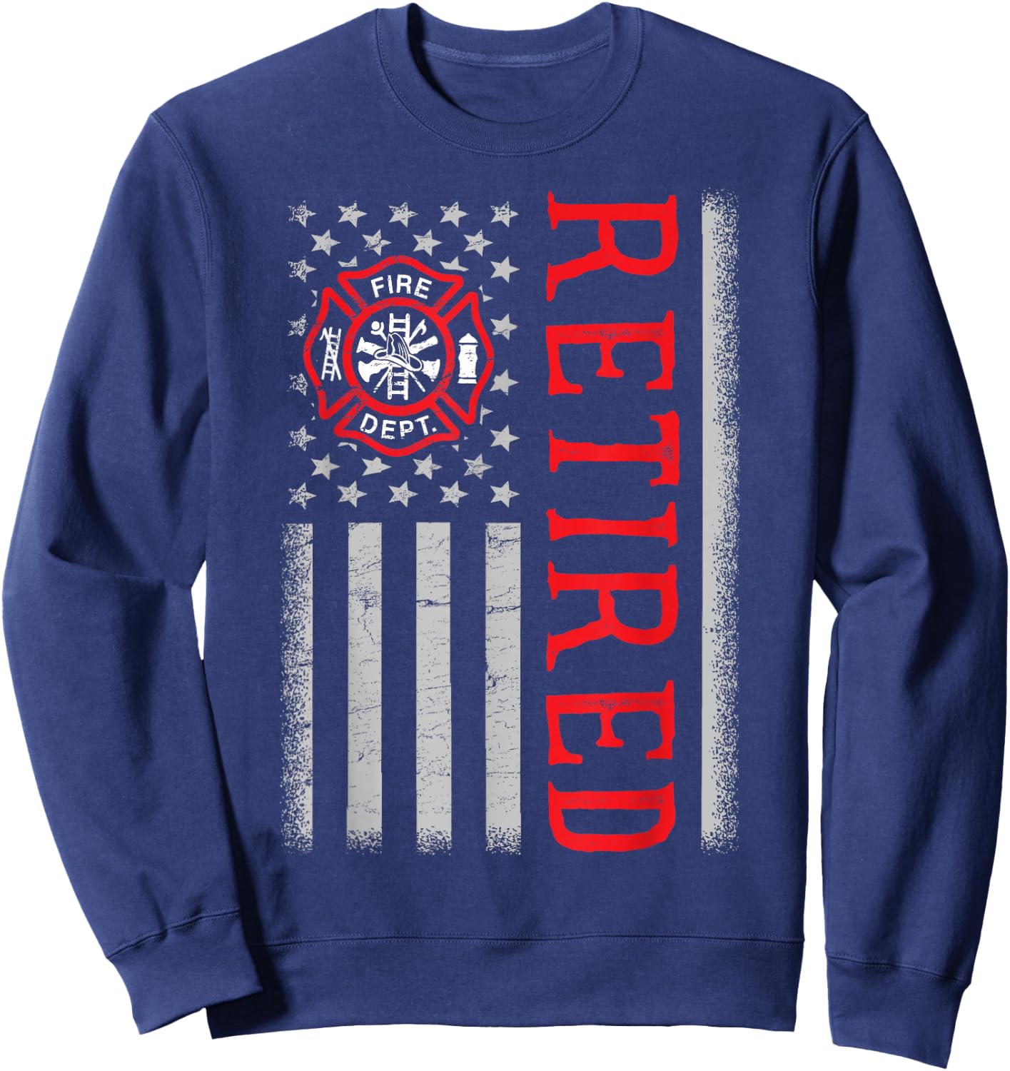 Thin Red Line Firefighter American Flag Retired Sweatshirt - Sweatshirt | Navy