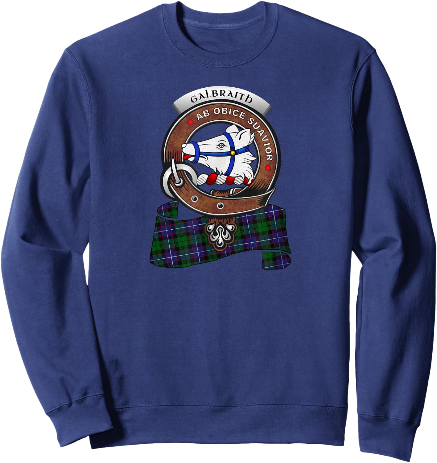Galbraith Clan Badge &Tartan Sweatshirt - Sweatshirt | Navy