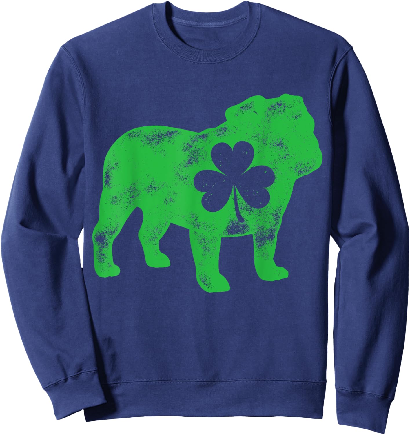 English Bulldog St Patricks Day Boys Men Dog Shamrock Puppy Sweatshirt - Sweatshirt | Navy