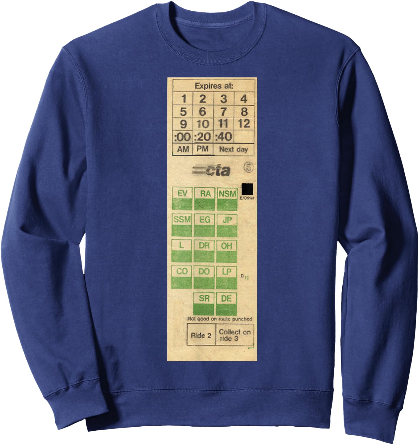 Vintage Retro Chicago CTA Transfer Bus Mass Transit Sweatshirt - Sweatshirt | Navy