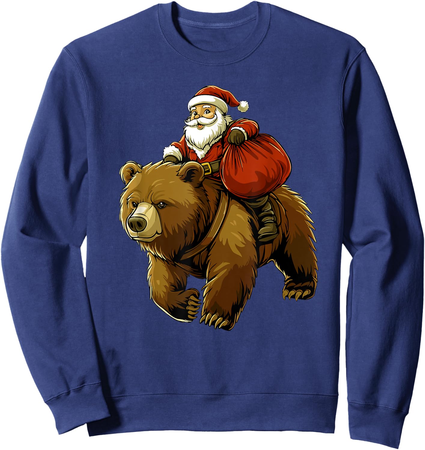 Funny Santa Bear Christmas Kids Boys Men Xmas Sweatshirt - Sweatshirt | Navy