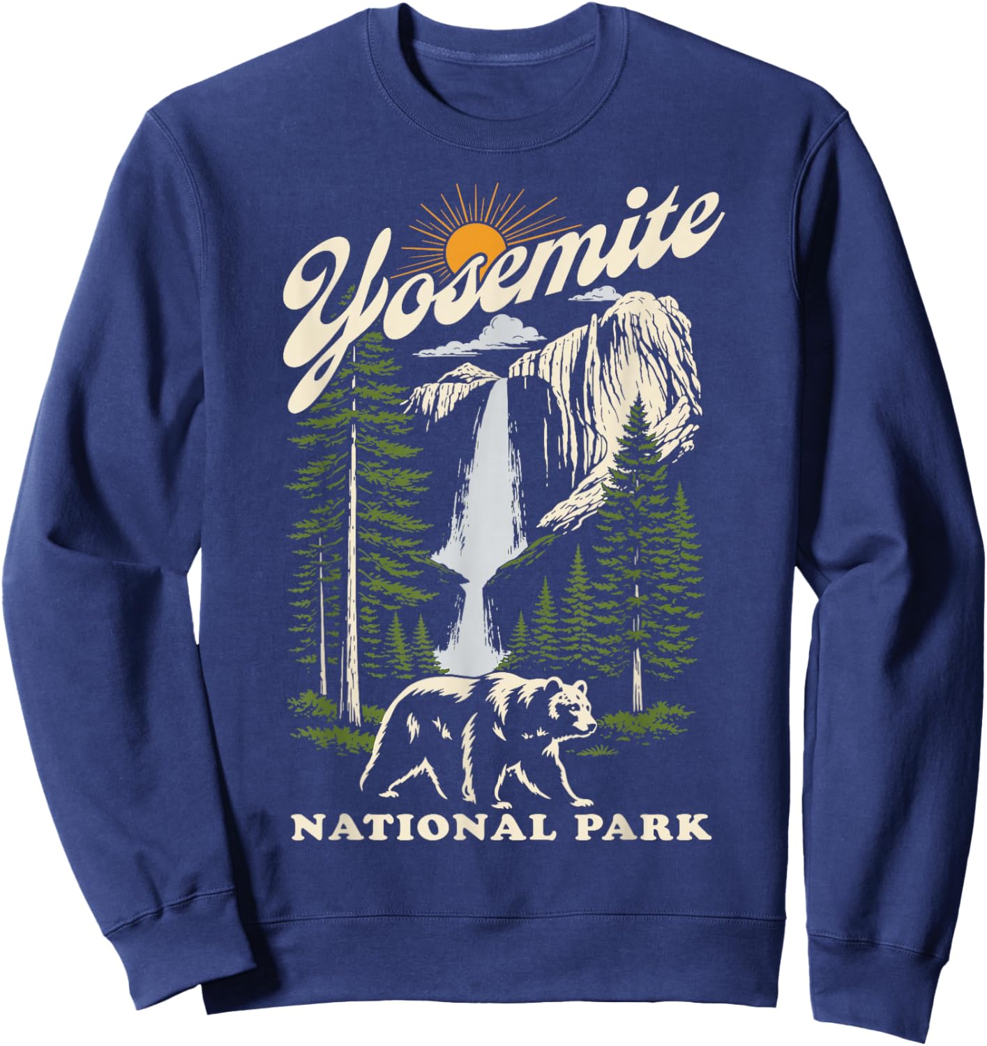 Yosemite National Park Waterfall Sweatshirt - Sweatshirt | Navy