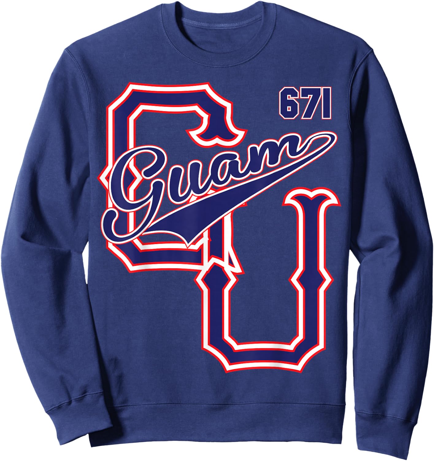 Guam 671 Baseball style Chamorro Guamanian shirts Sweatshirt - Sweatshirt | Navy