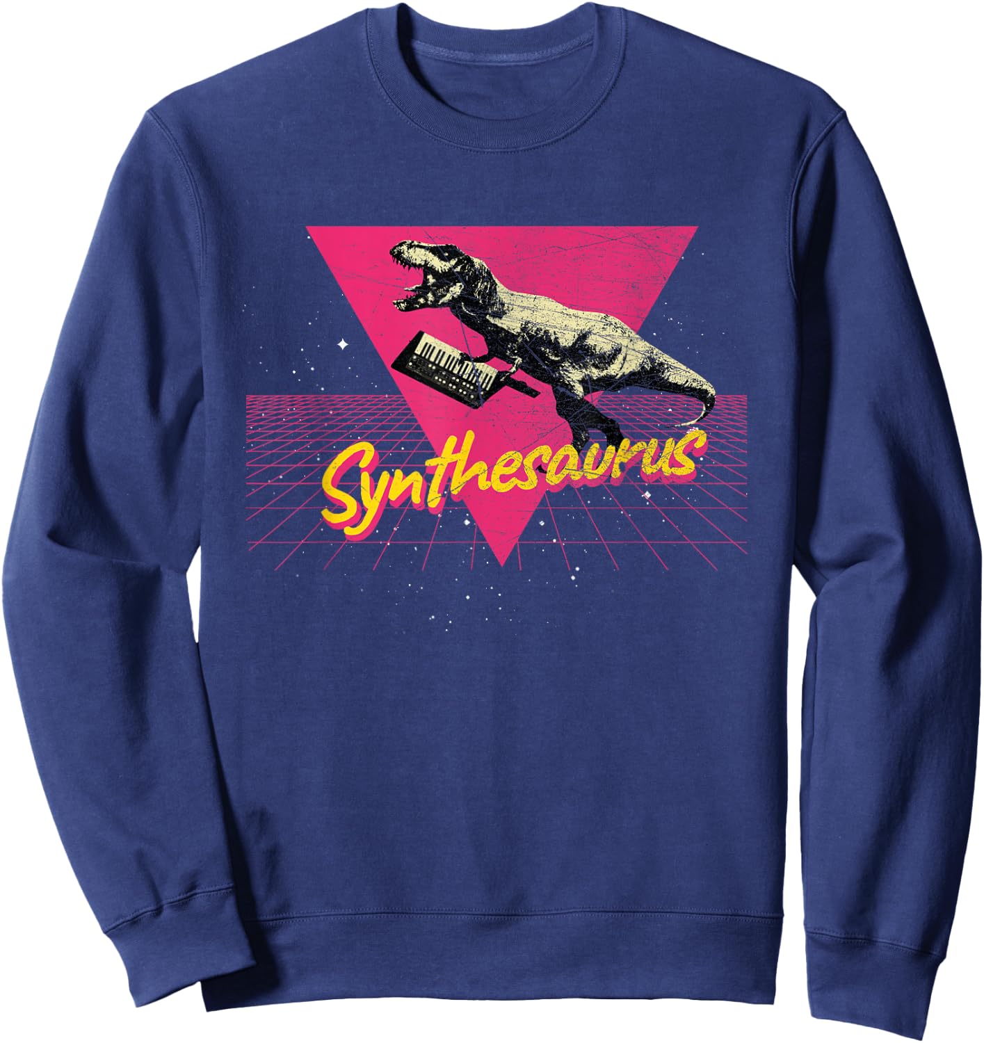 Analog Synth Techno Producer ADSR Nerd Keytar Synthesaurus Funny Synthesizer Nerd Vintage Synth Adults Small Classic Fit Black Sweatshirt - Sweatshirt | Navy