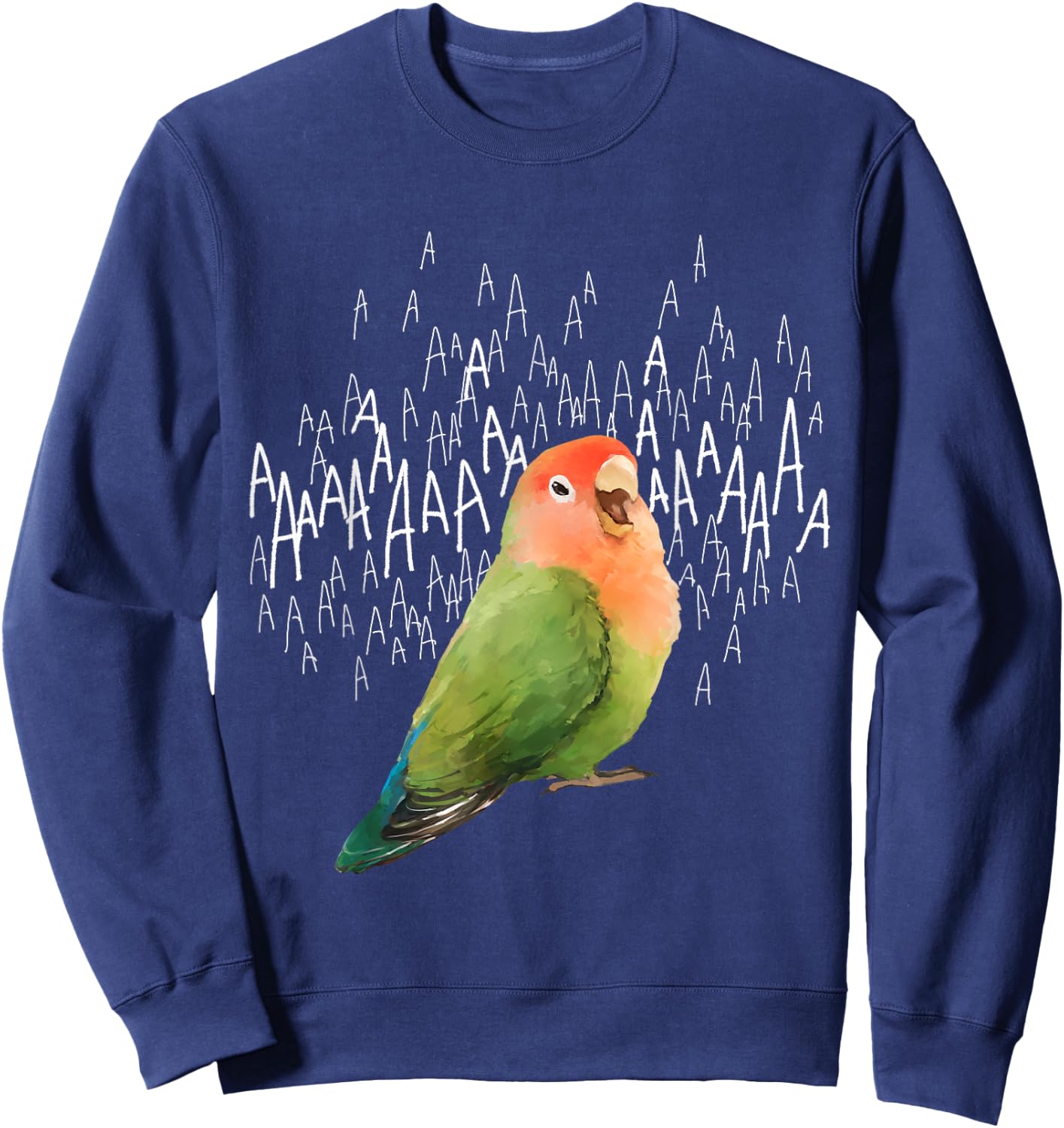 Birbber -Adults & Kids Black Screaming Lovebird (Green Peachfaced) Cotton 100% Modern Cartoon Sweatshirt - Sweatshirt | Navy