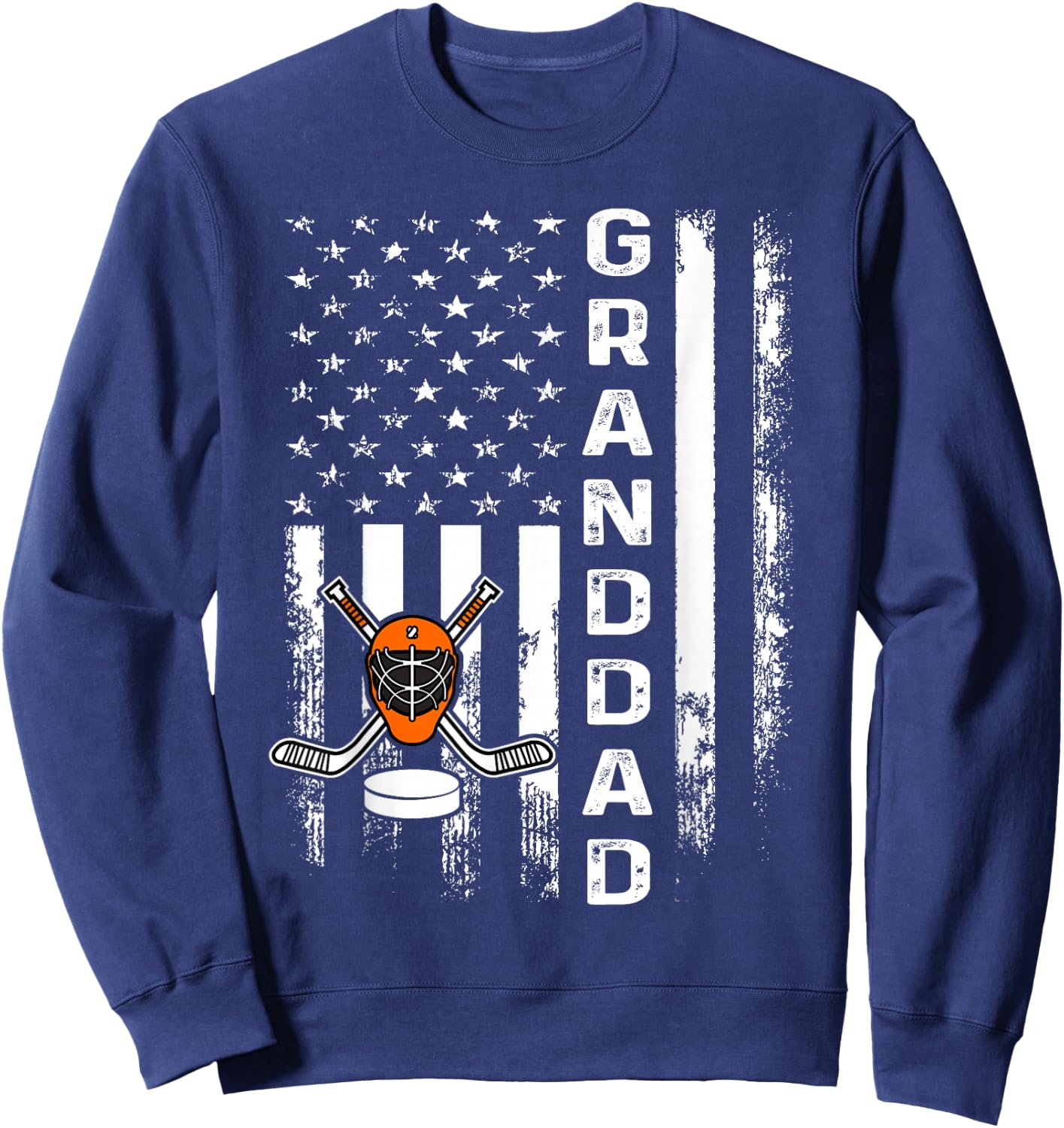 Ice Hockey Granddad America Flag Men Women Christmas Xmas Sweatshirt - Sweatshirt | Navy