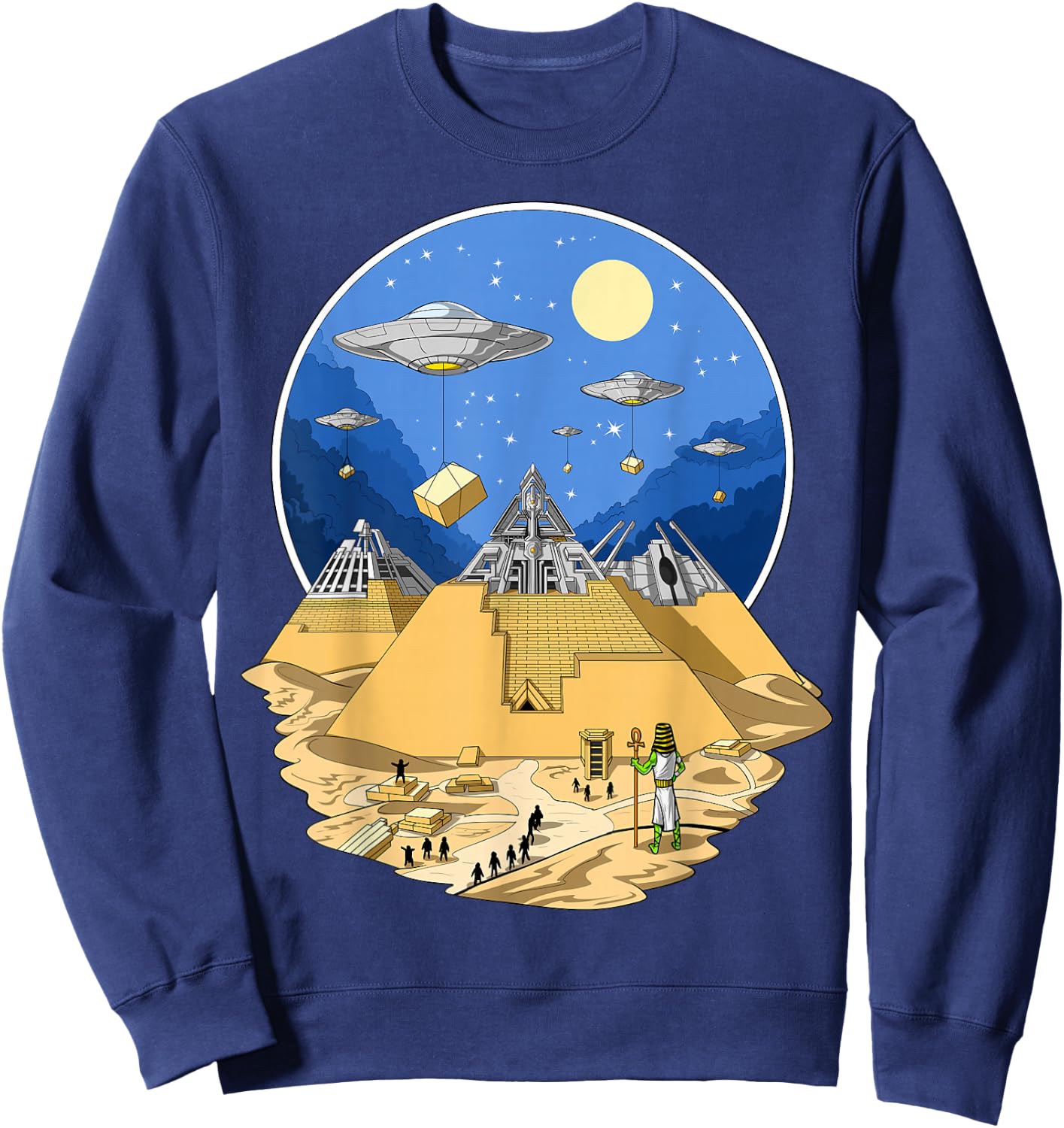 Ancient Egyptian Pyramid Alien UFO Space Aliens Sweatshirt - Sweatshirt | Navy