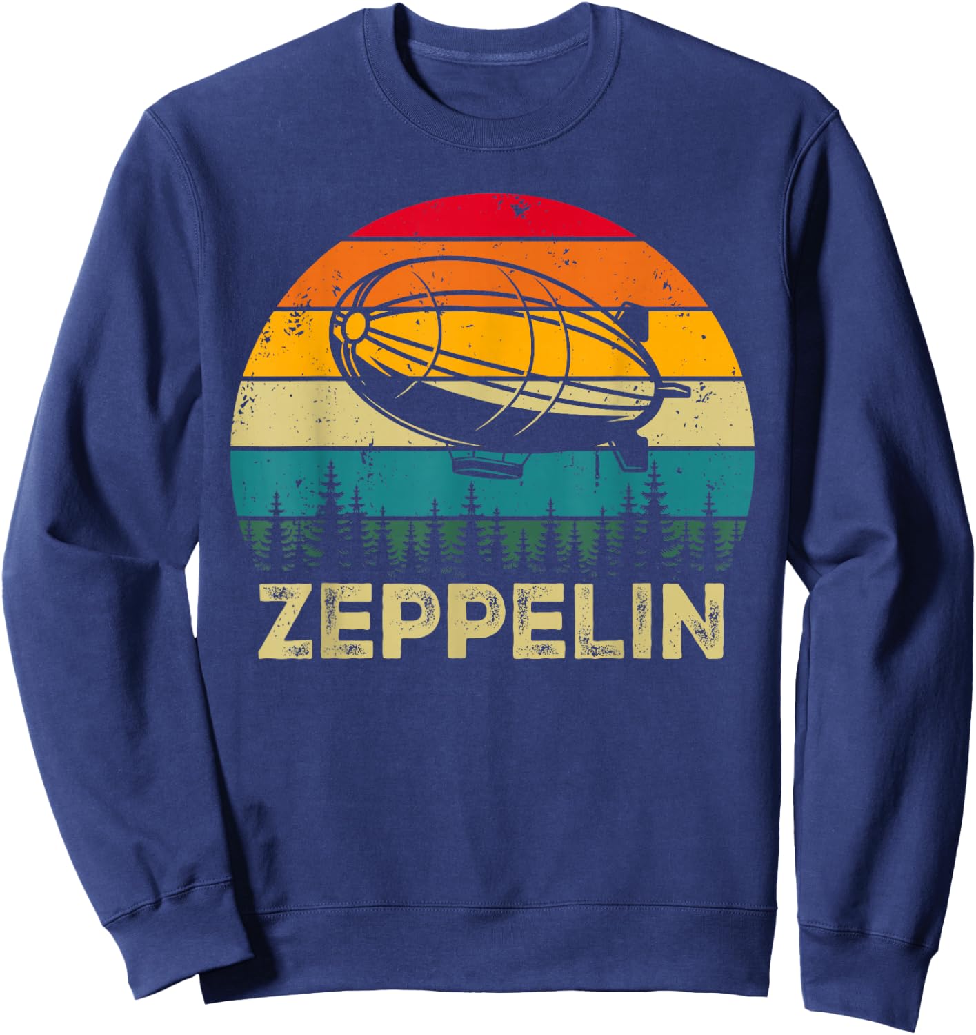 Vintage Retro Zeppelin 70s 80s Dirigible Airship Blimp Sweatshirt - Sweatshirt | Navy