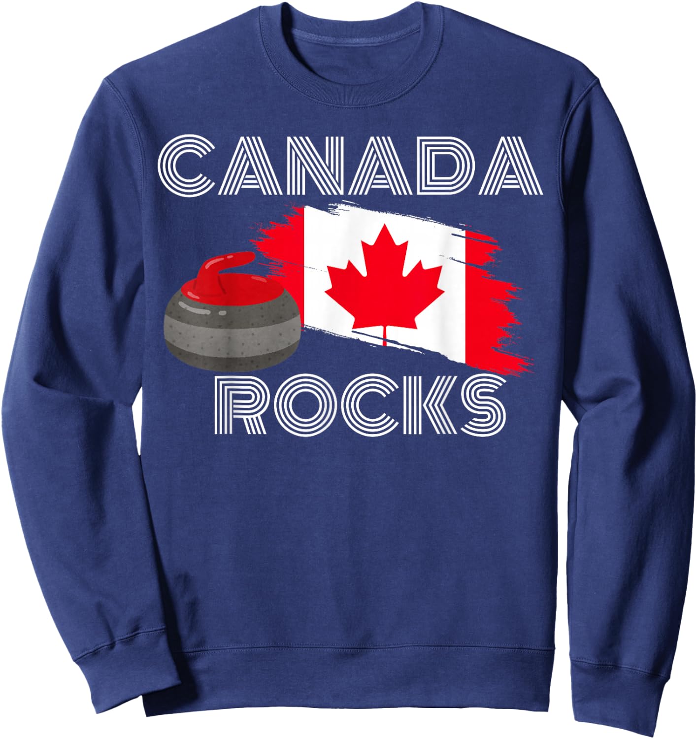 Canada Rocks Curling Team Support Proud Canada Flag Sweatshirt - Sweatshirt | Navy