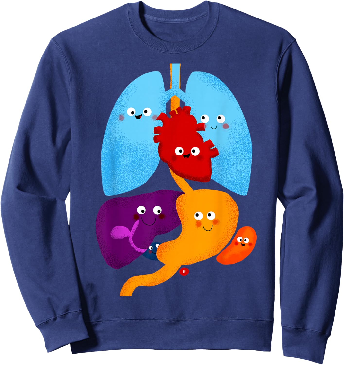Jen Farley Stuff Cute Anatomy and Physiology Heart Lung Organs Sweatshirt - Sweatshirt | Navy