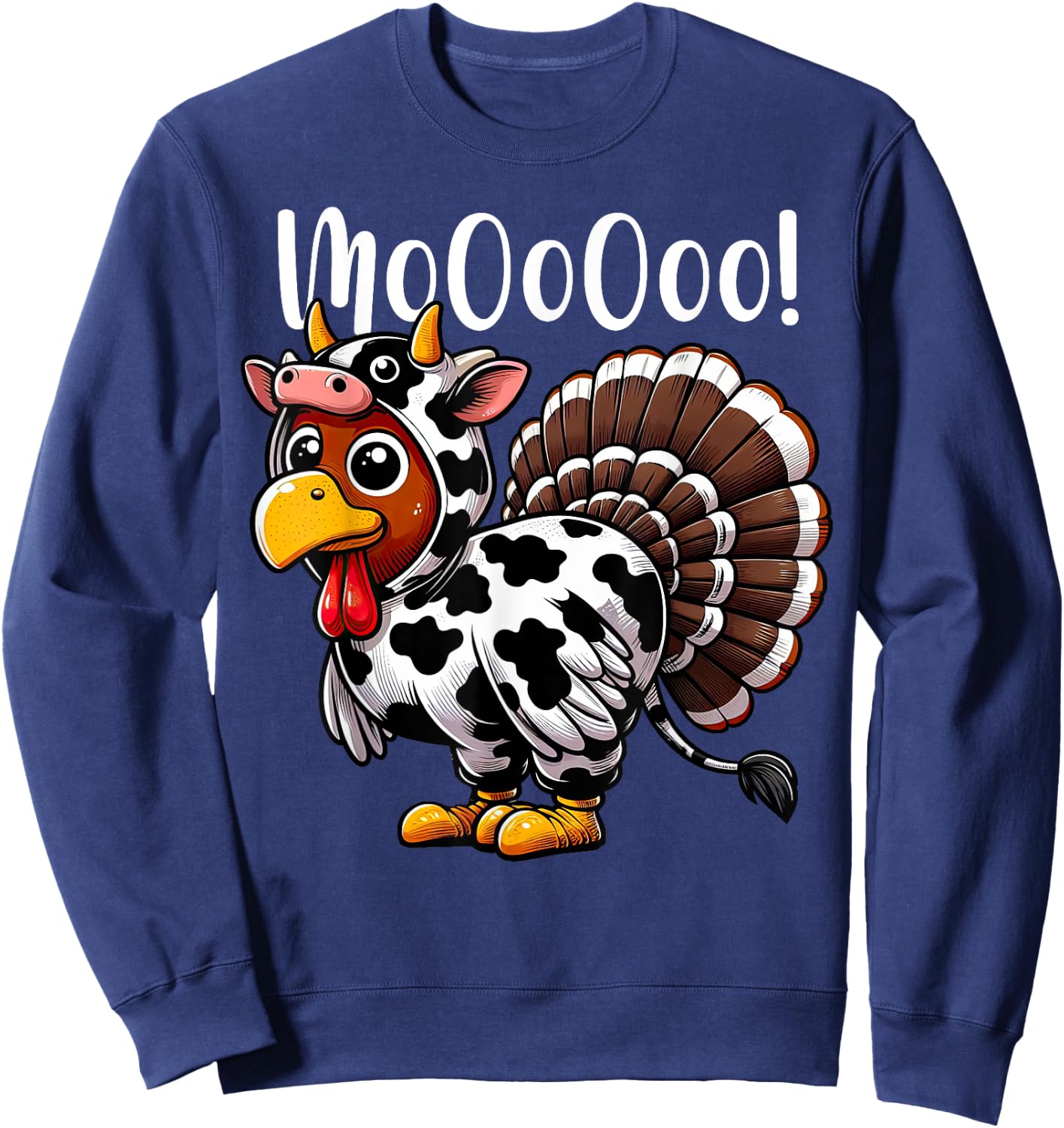 Turkey Moo Cow Costume Funny Thanksgiving Sweatshirt - Sweatshirt | Navy